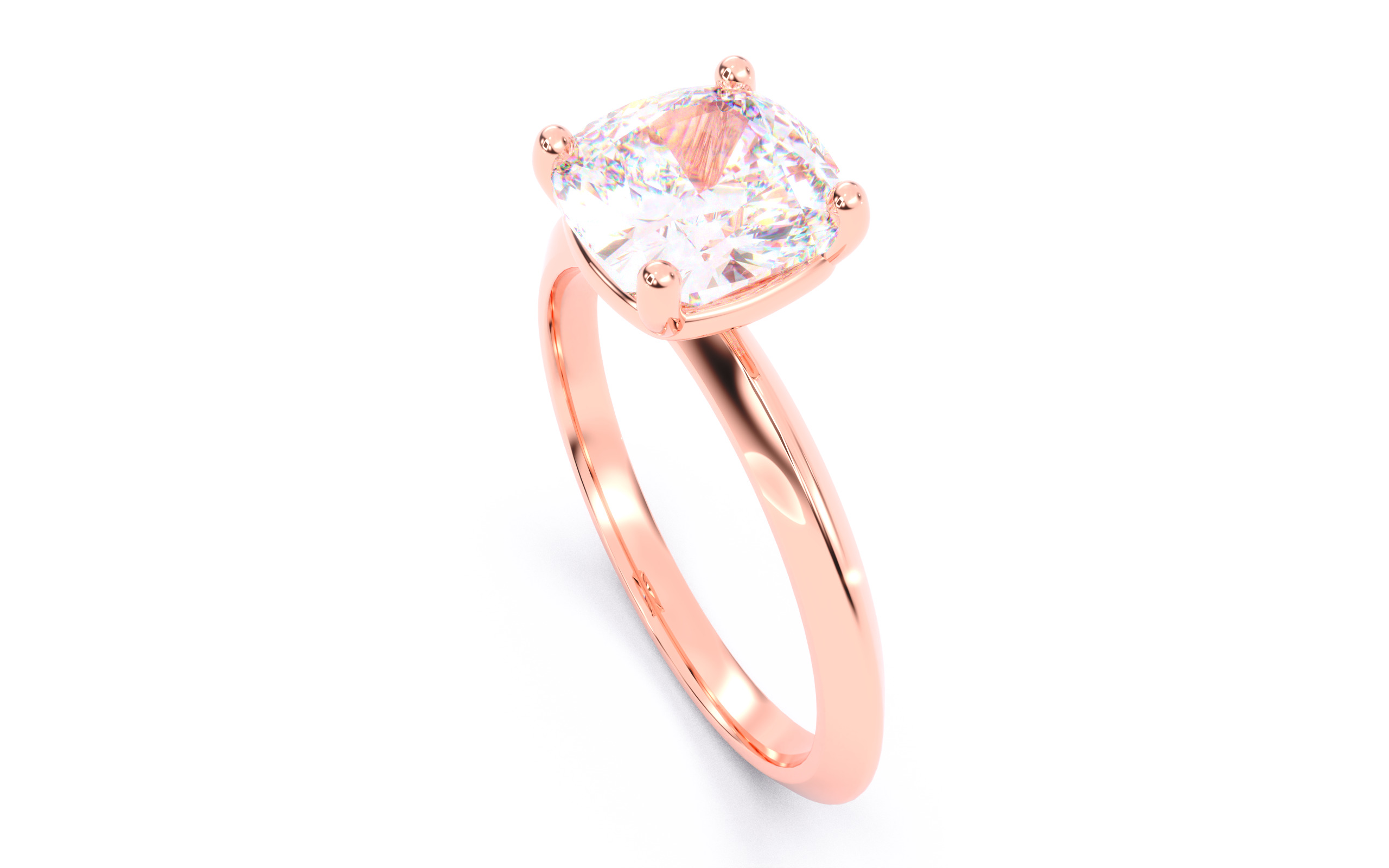 Cushion Diamond Solitaire Ring 3D print model 3D print model_10