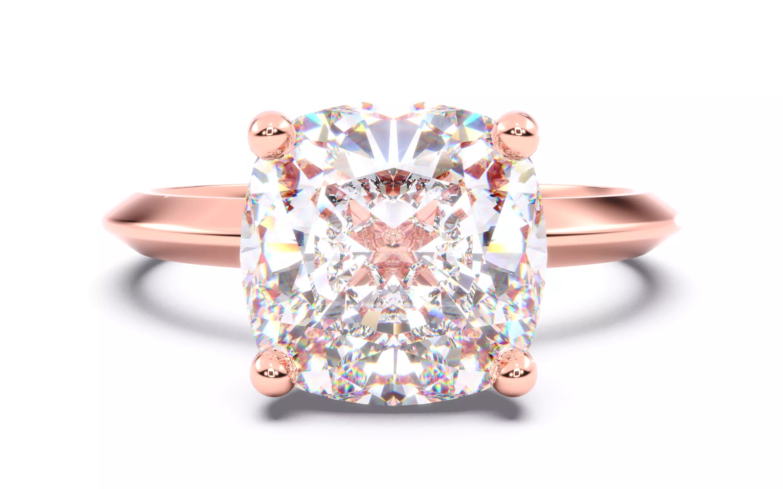 Cushion Diamond Solitaire Ring 3D print model 3D print model_0