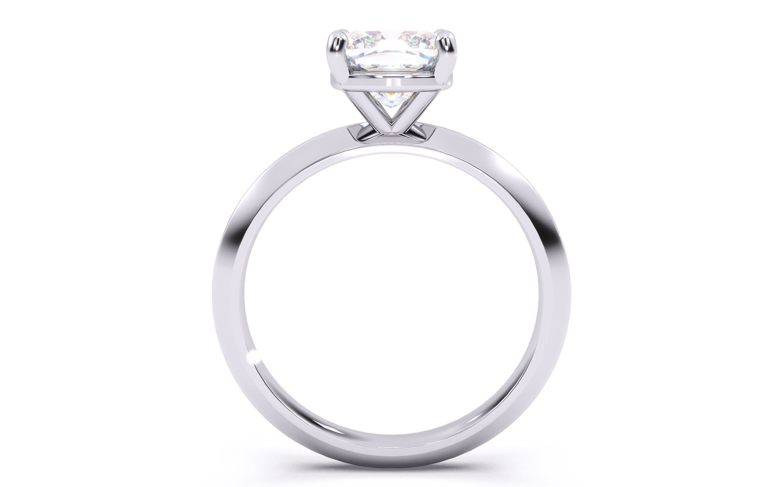 Cushion Diamond Solitaire Ring 3D print model 3D print model_24