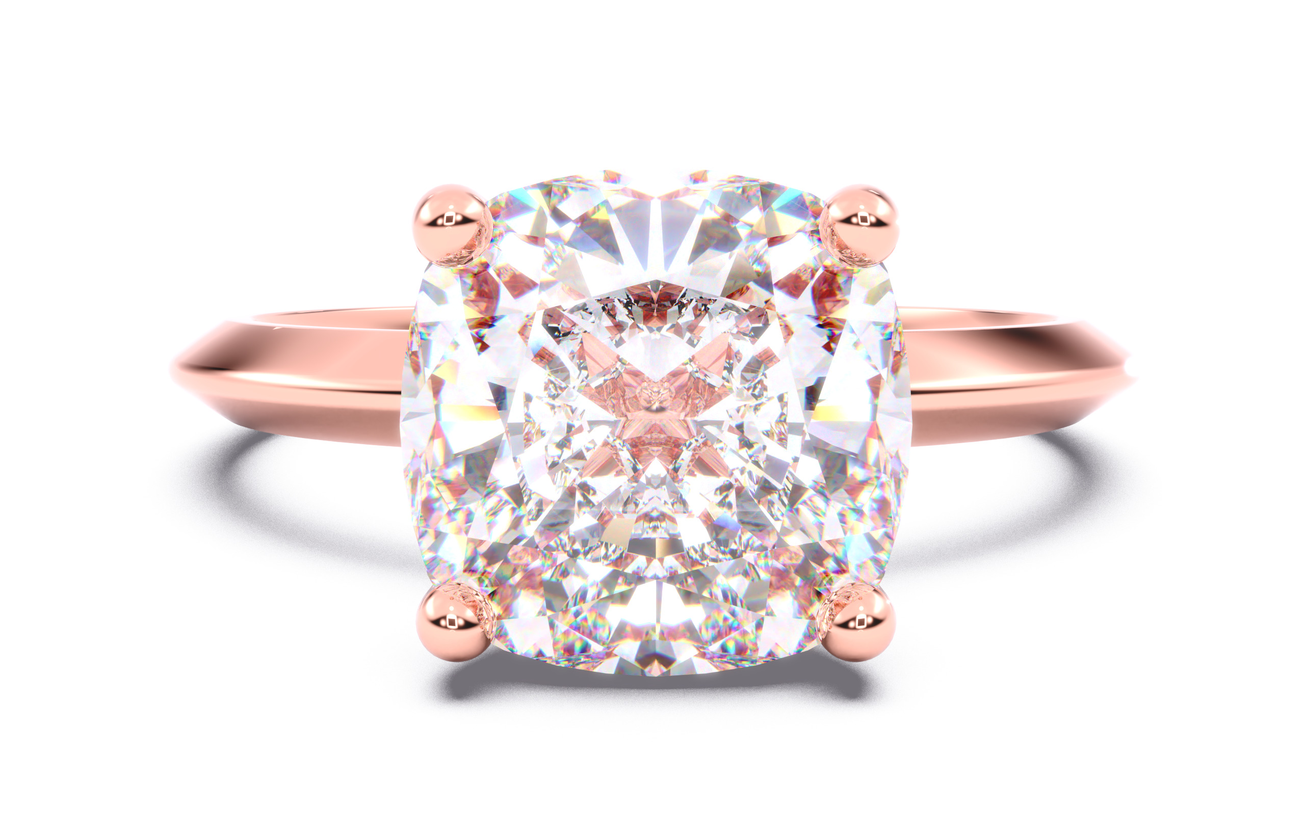 Cushion Diamond Solitaire Ring 3D print model 3D print model_21