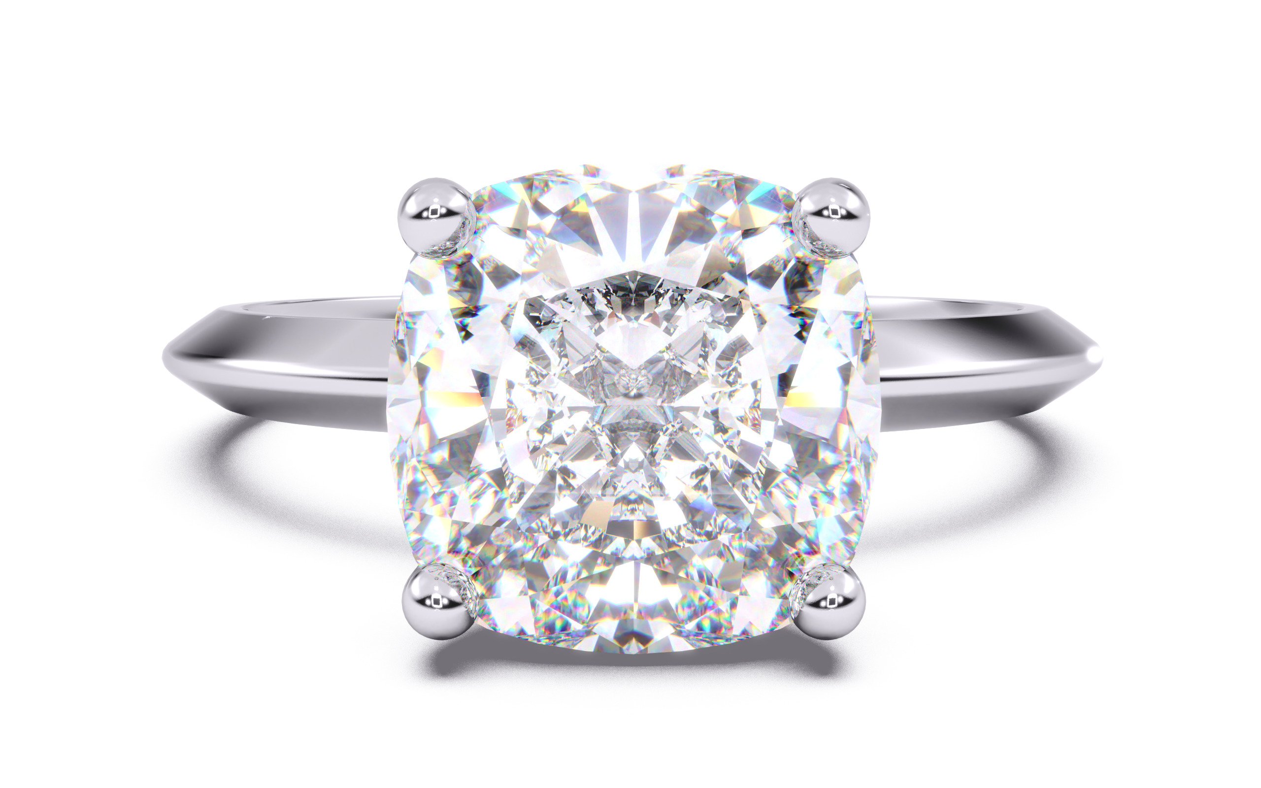 Cushion Diamond Solitaire Ring 3D print model 3D print model_20