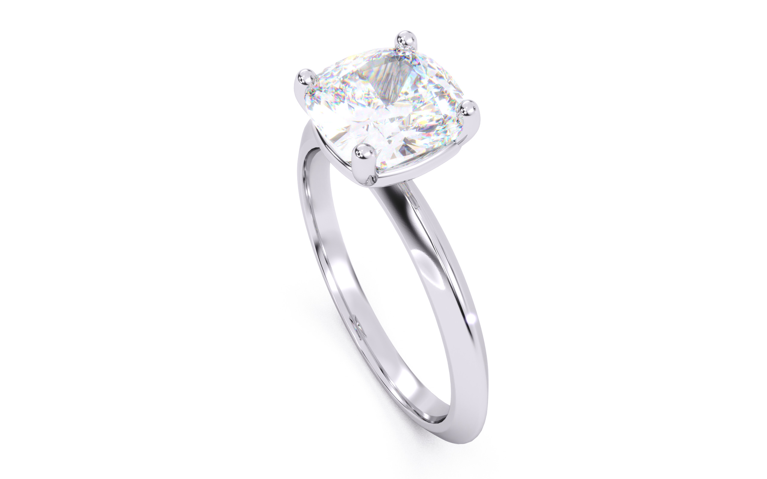 Cushion Diamond Solitaire Ring 3D print model 3D print model_9