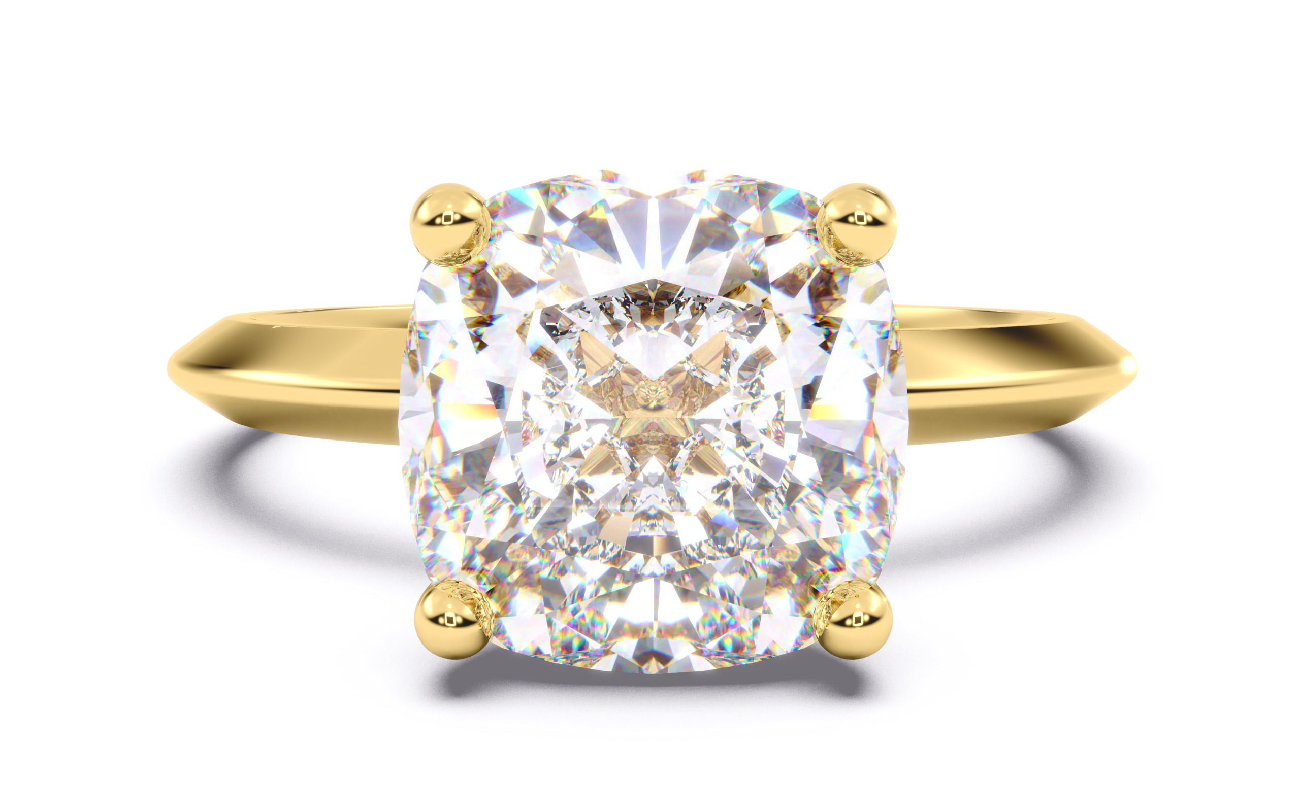 Cushion Diamond Solitaire Ring 3D print model 3D print model_2