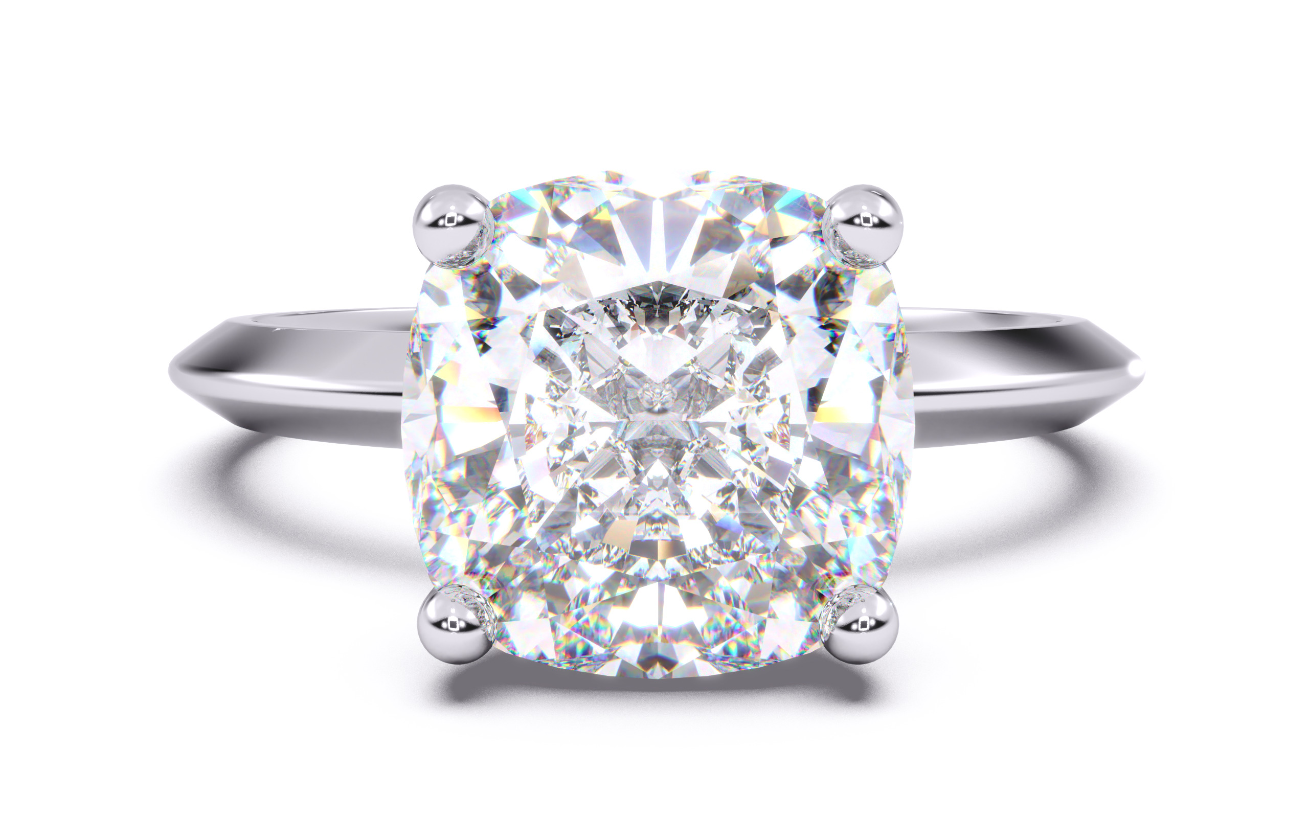 Cushion Diamond Solitaire Ring 3D print model 3D print model_19