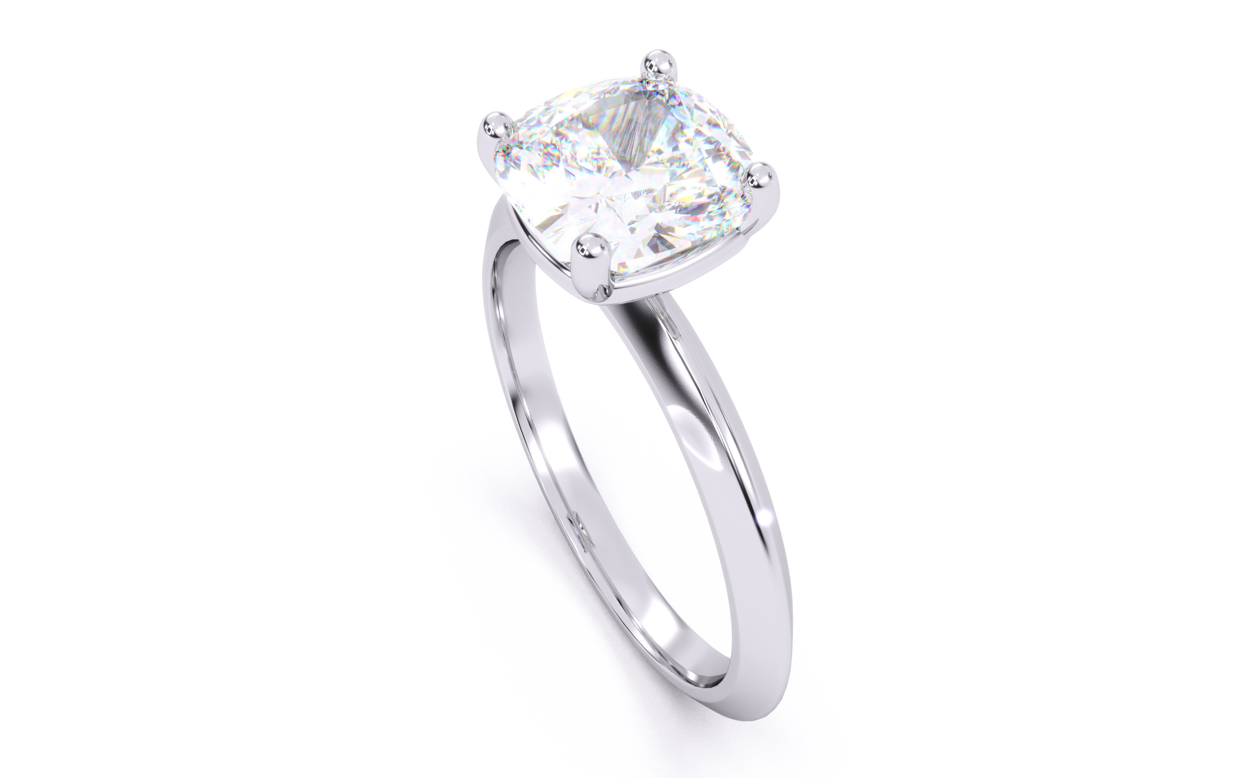 Cushion Diamond Solitaire Ring 3D print model 3D print model_8