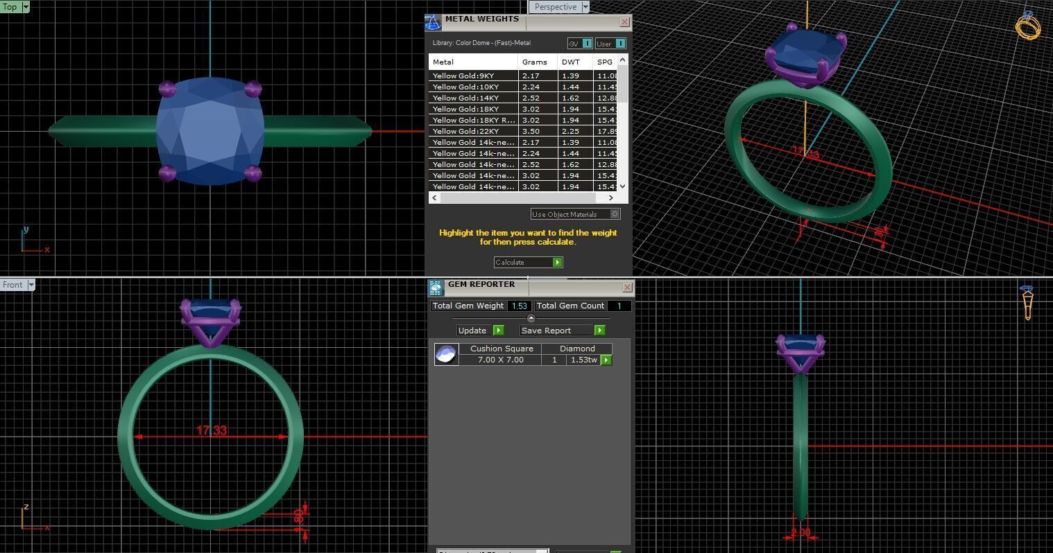 Cushion Diamond Solitaire Ring 3D print model 3D print model_25
