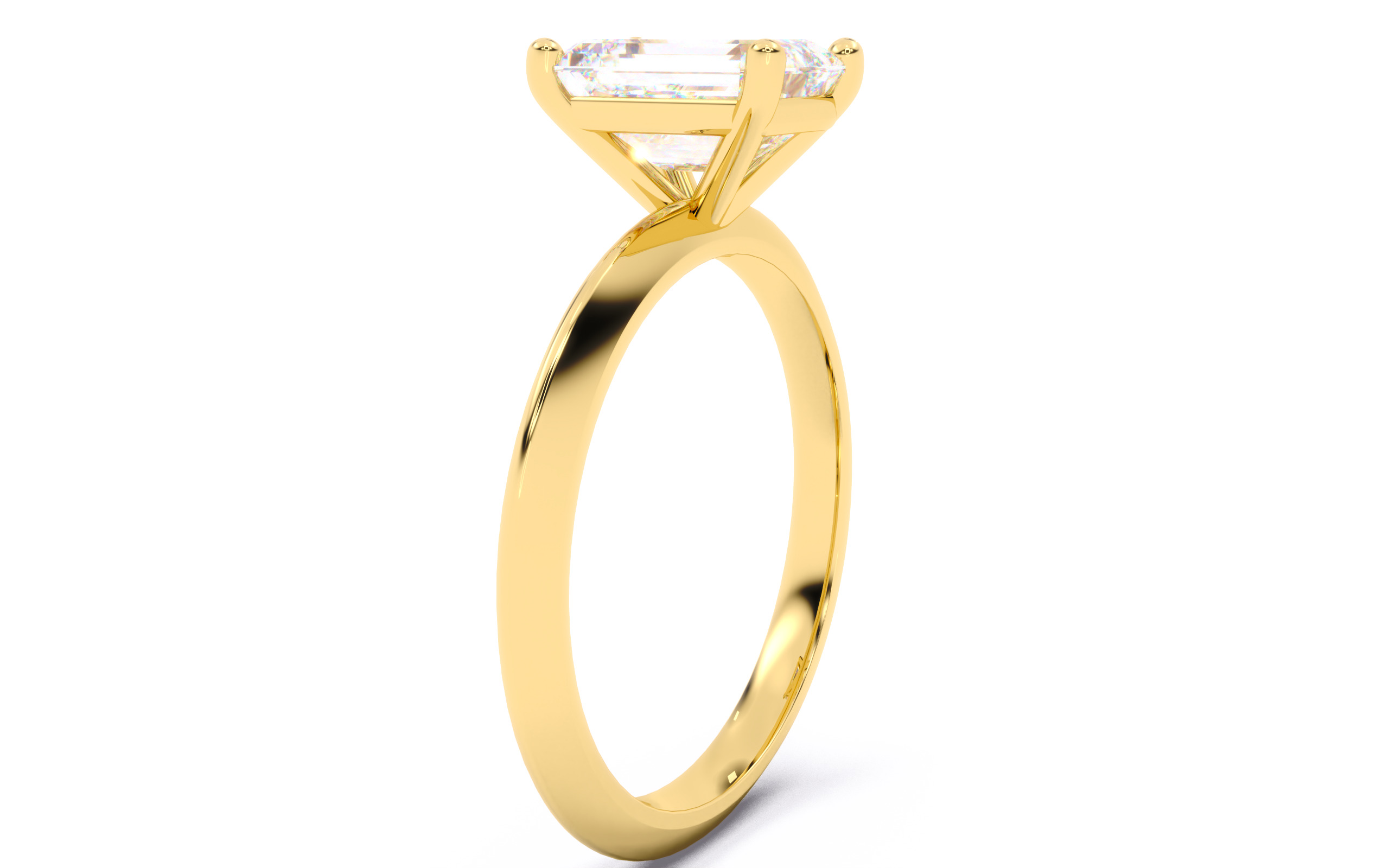 Emerald Diamond Solitaire Ring 3D print model 3D print model_17