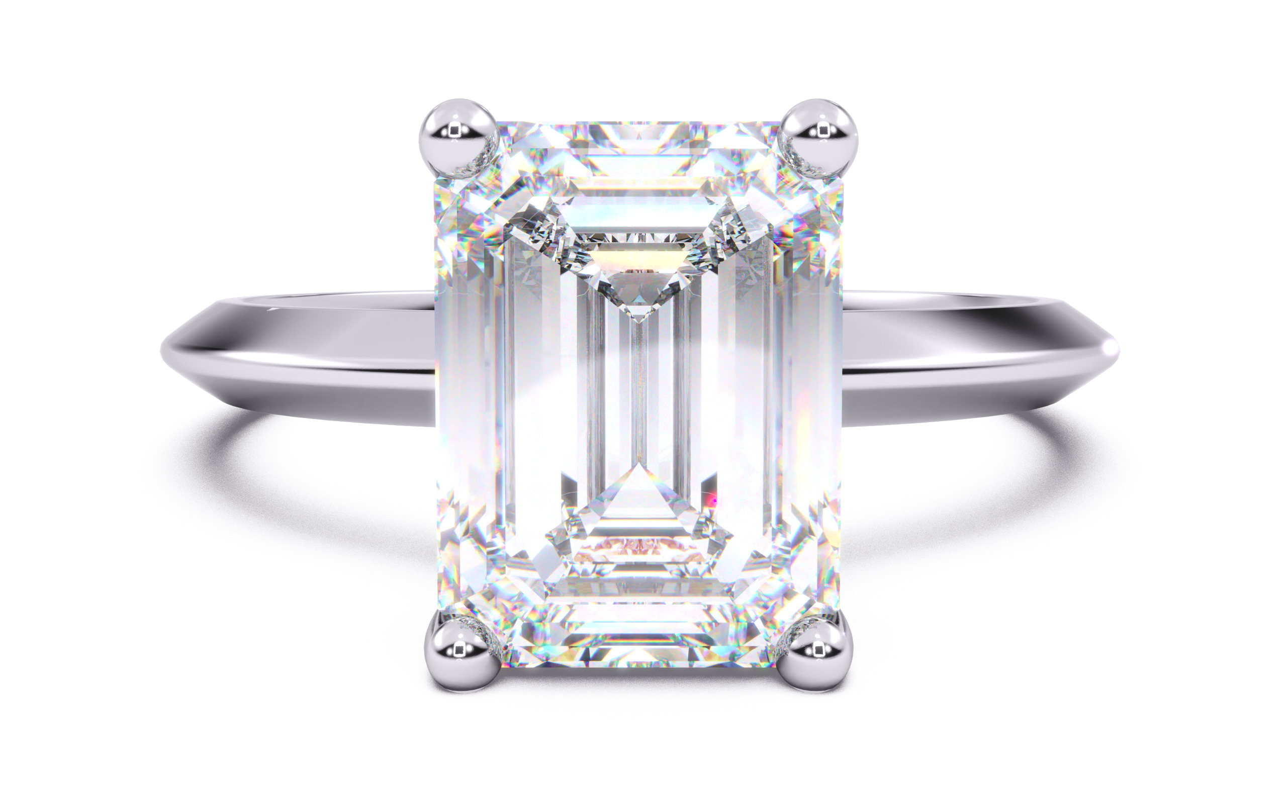 Emerald Diamond Solitaire Ring 3D print model 3D print model_20