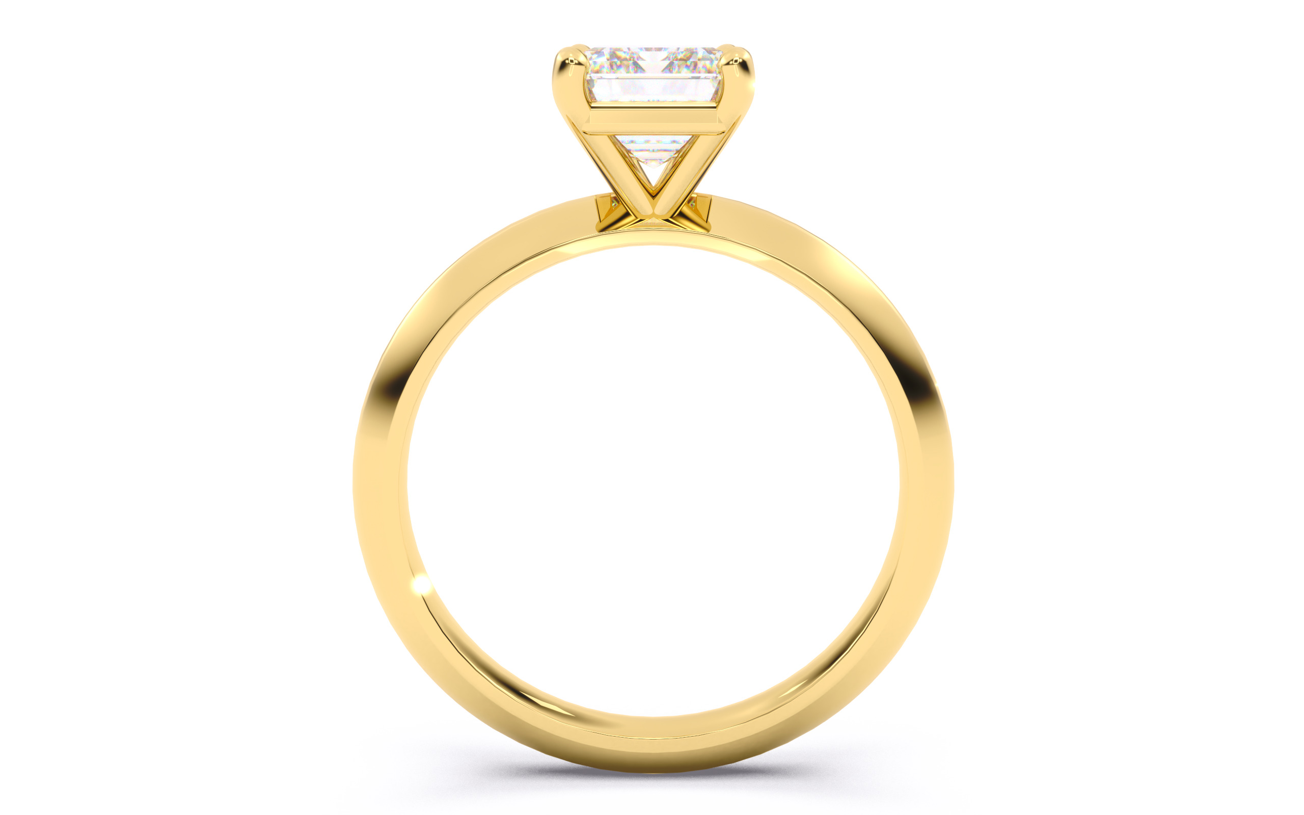 Emerald Diamond Solitaire Ring 3D print model 3D print model_4