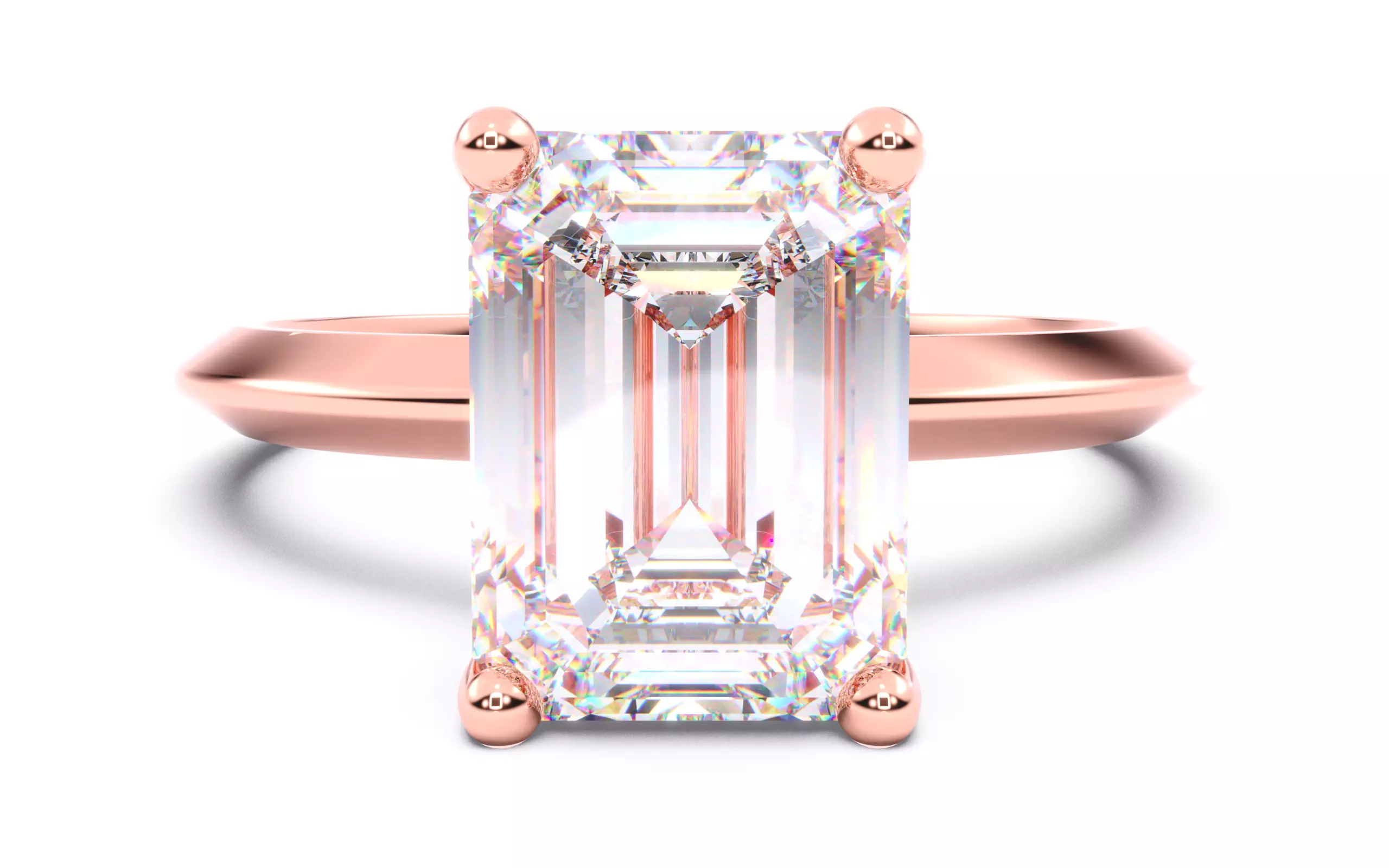 Emerald Diamond Solitaire Ring 3D print model 3D print model_0