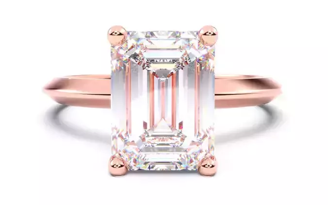 Emerald Diamond Solitaire Ring 3D print model 3D print model