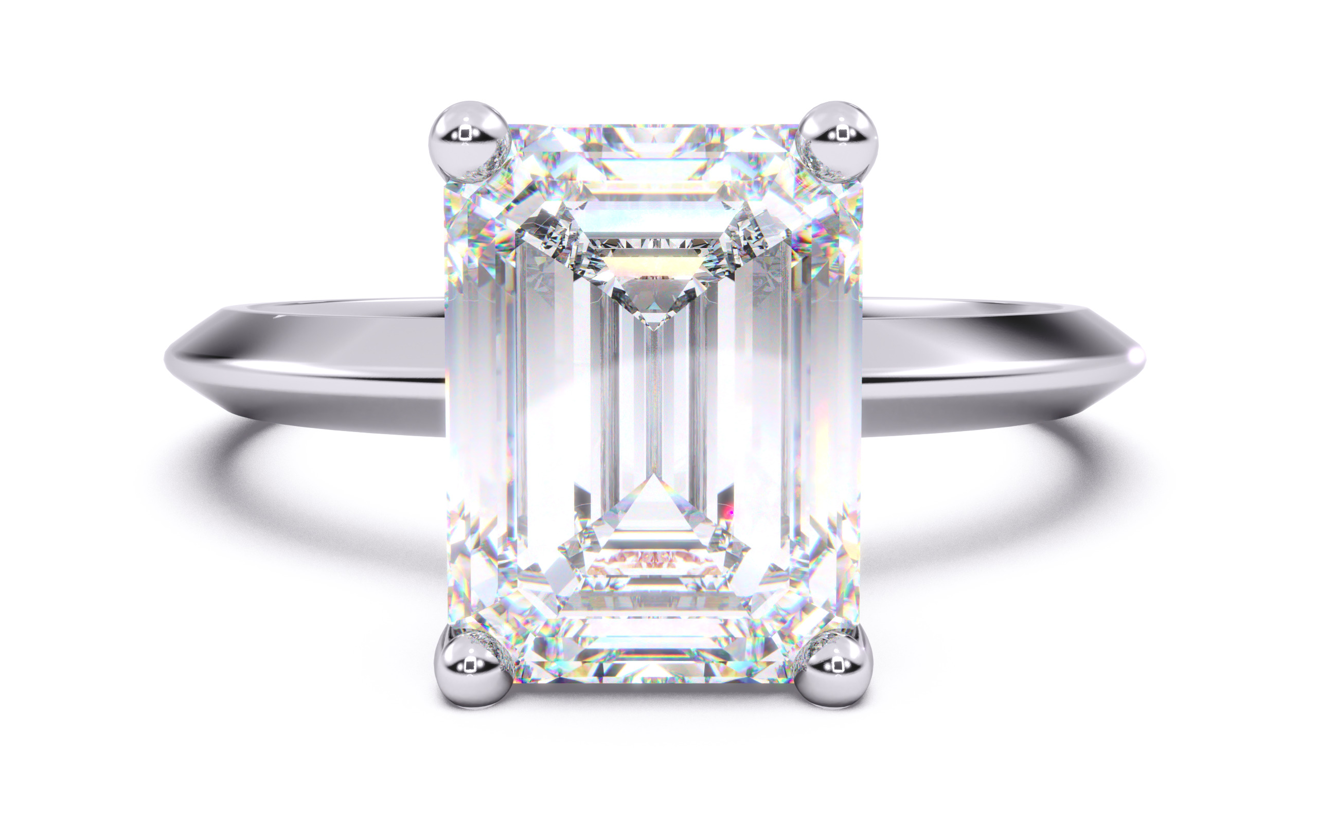 Emerald Diamond Solitaire Ring 3D print model 3D print model_19