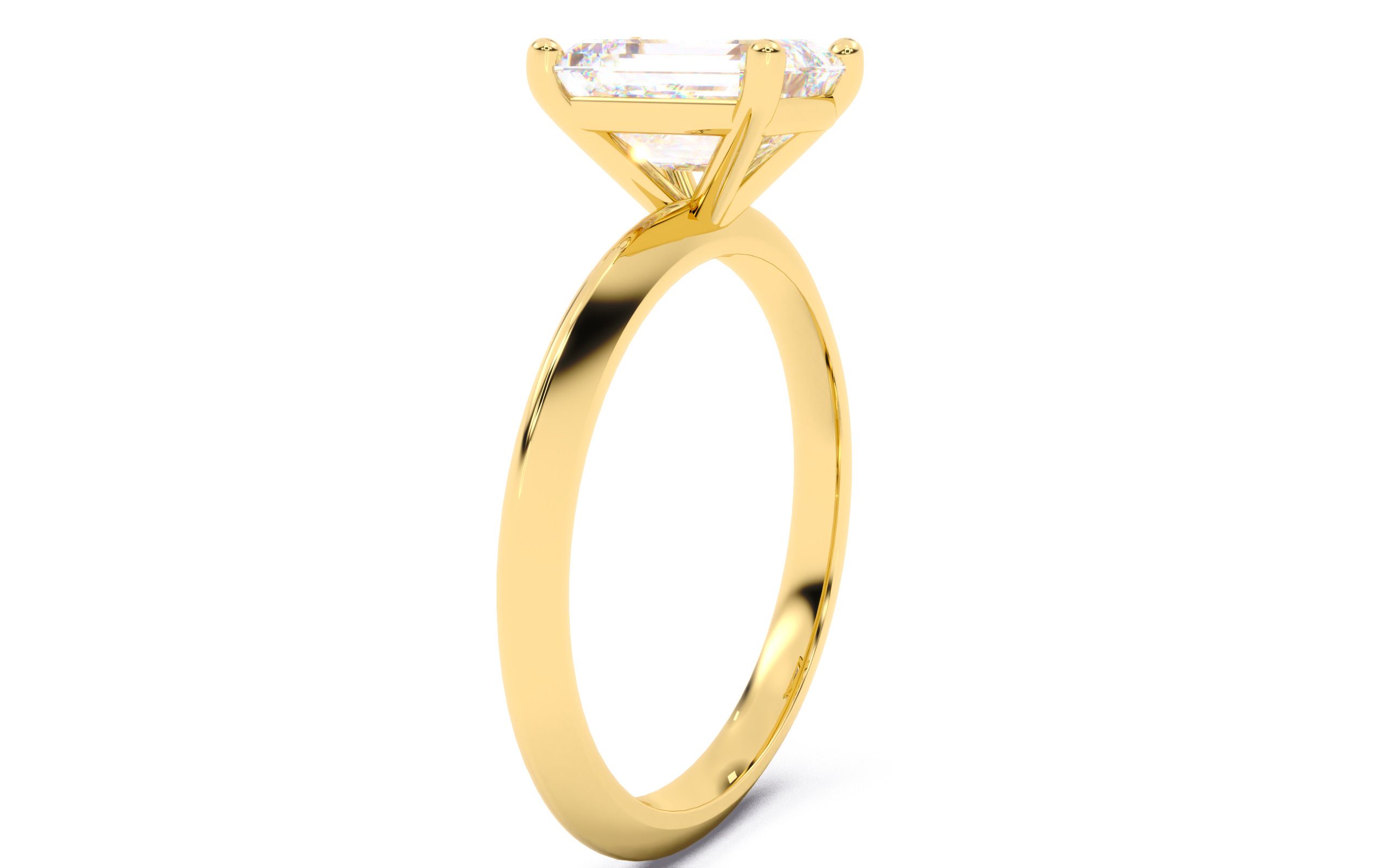 Emerald Diamond Solitaire Ring 3D print model 3D print model_18