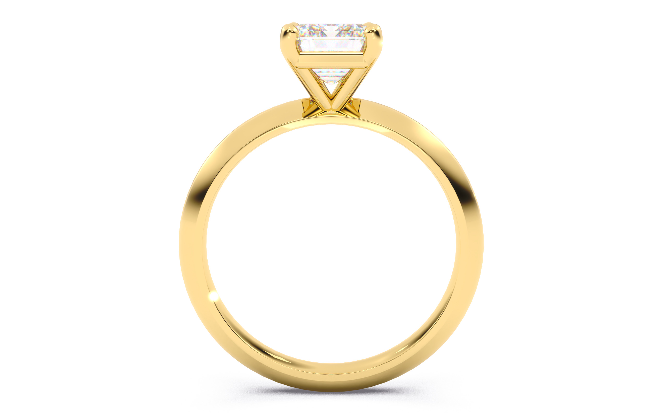 Emerald Diamond Solitaire Ring 3D print model 3D print model_5