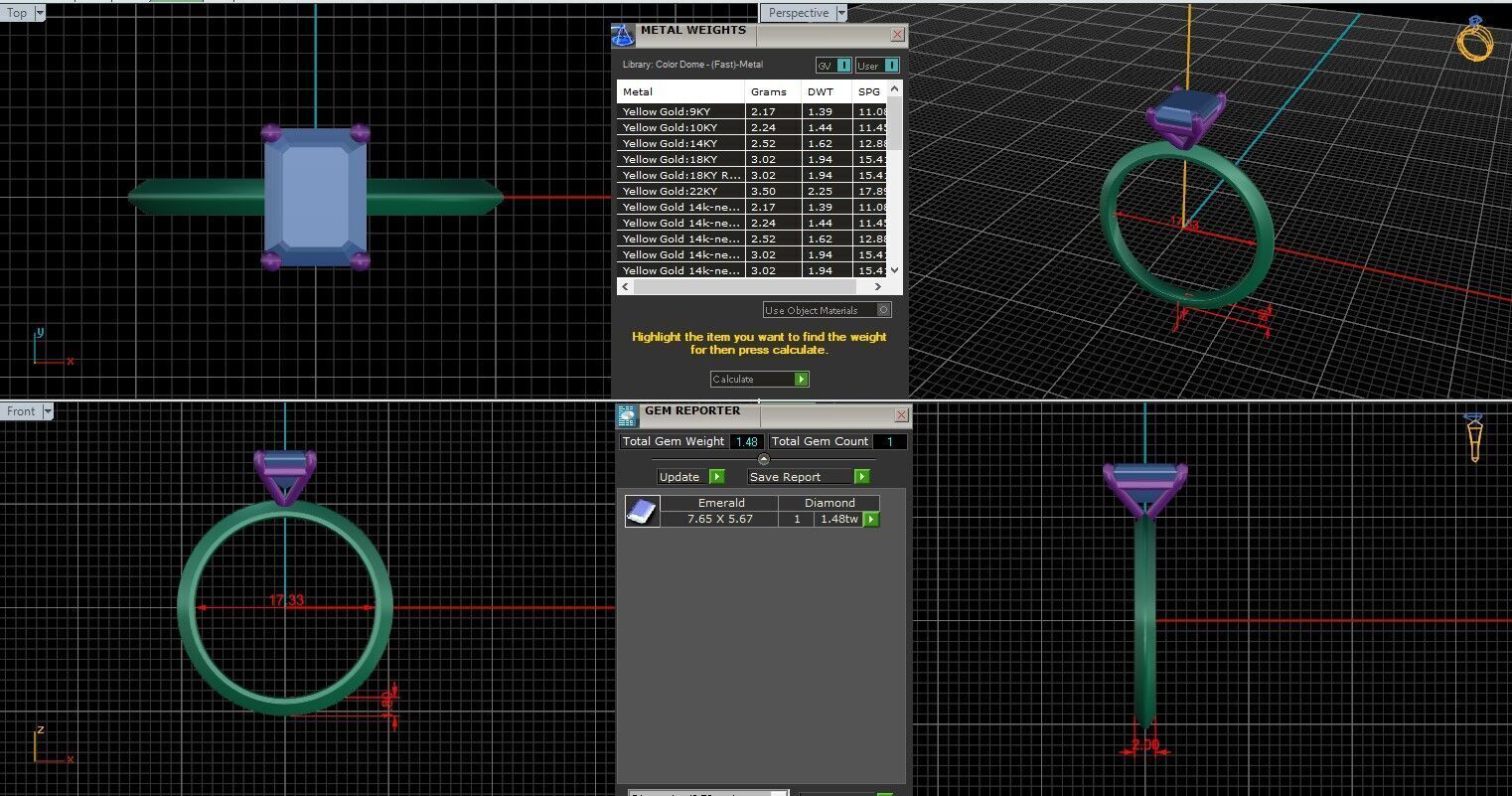 Emerald Diamond Solitaire Ring 3D print model 3D print model_25