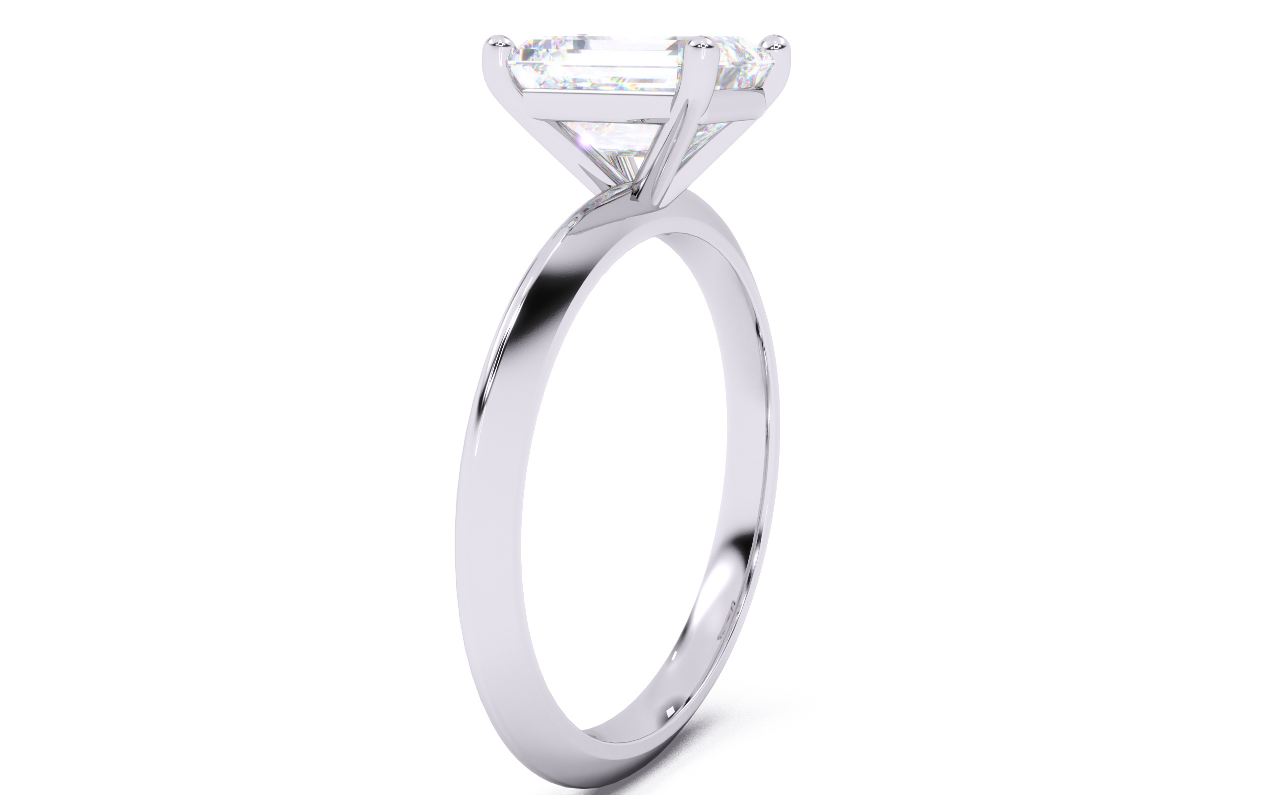 Emerald Diamond Solitaire Ring 3D print model 3D print model_14