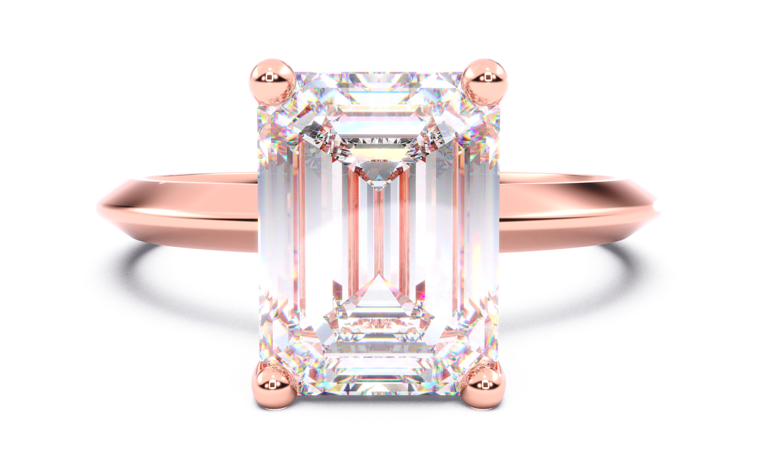 Emerald Diamond Solitaire Ring 3D print model 3D print model_21