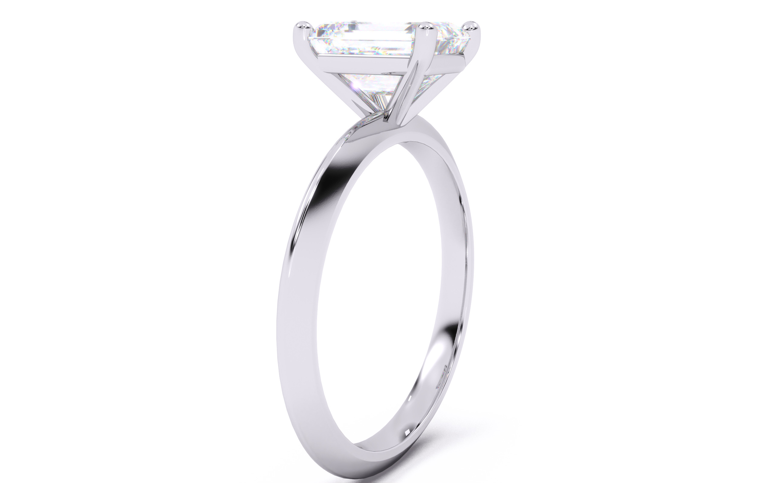 Emerald Diamond Solitaire Ring 3D print model 3D print model_12