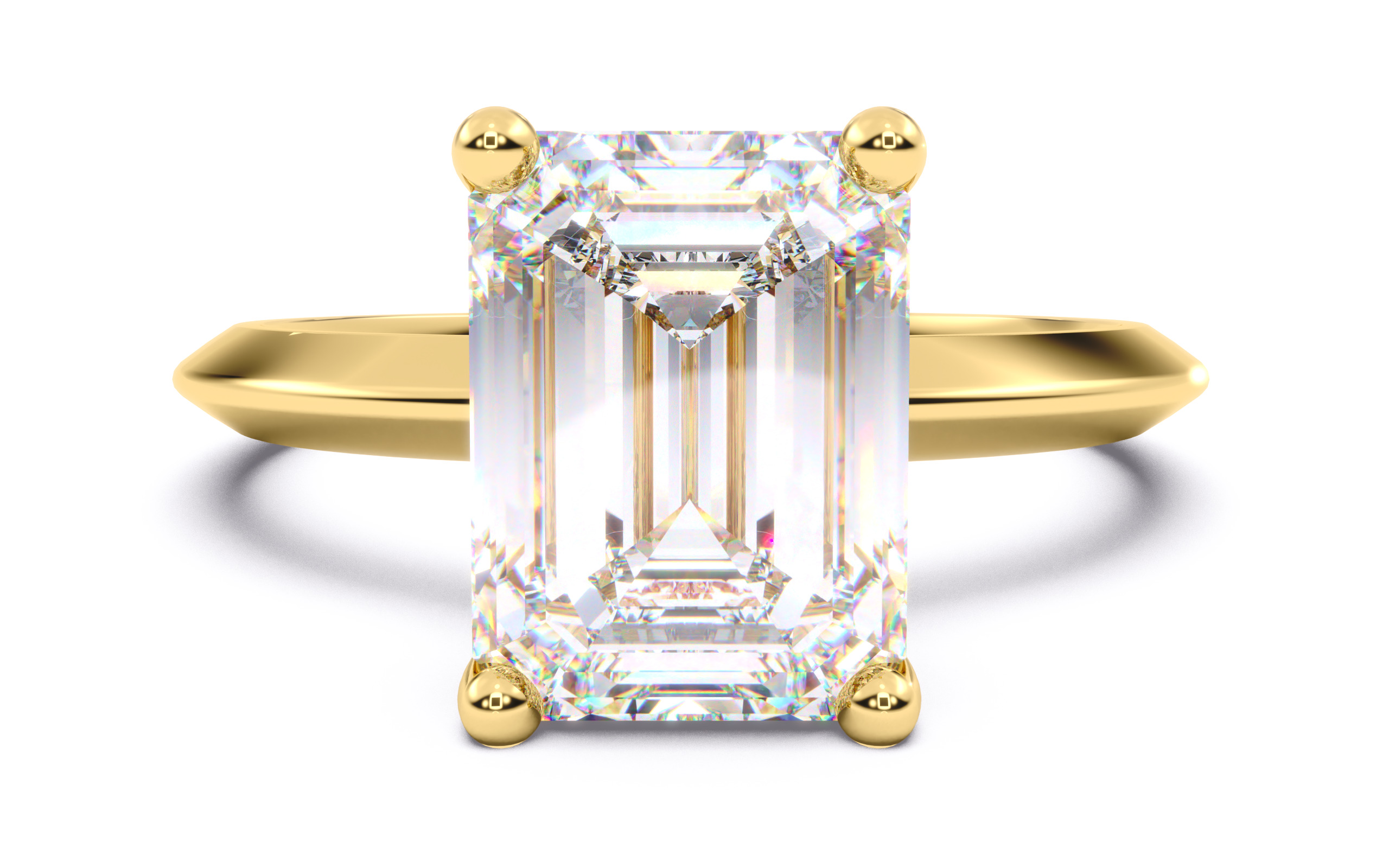 Emerald Diamond Solitaire Ring 3D print model 3D print model_2