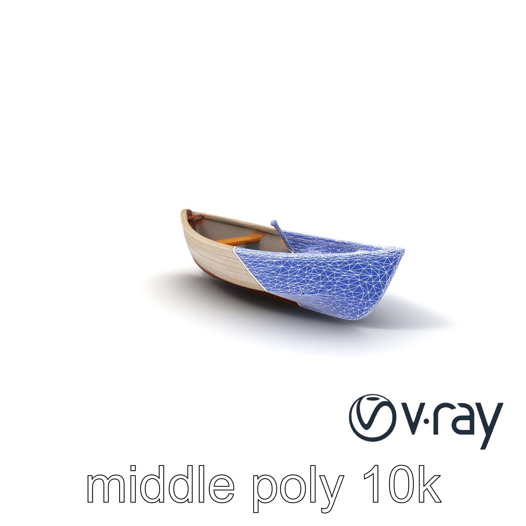 Weathered Old Rowboat with Oars model pack Low-poly 3D model_6
