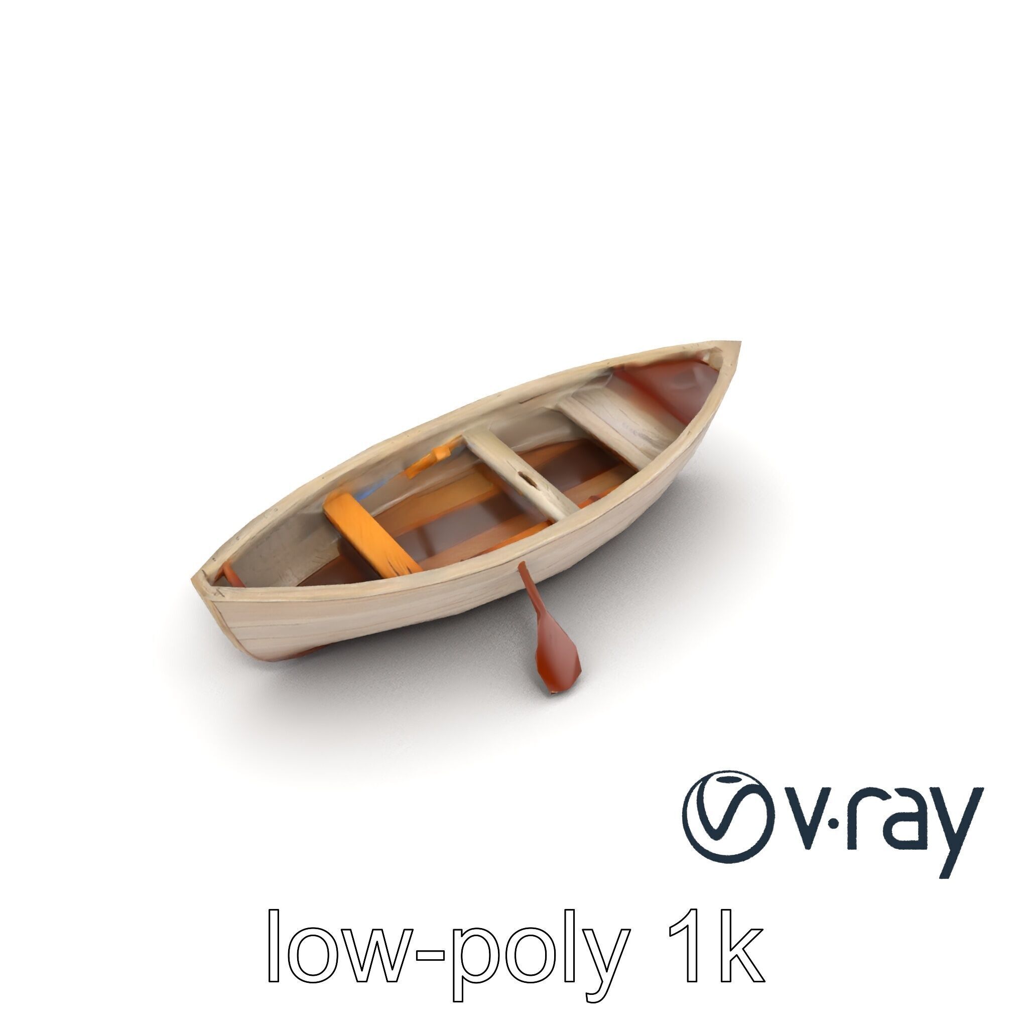 Weathered Old Rowboat with Oars model pack Low-poly 3D model_24