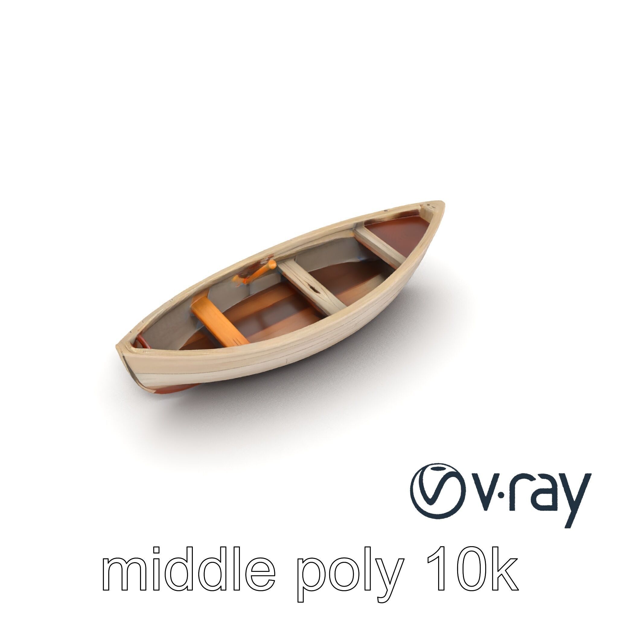 Weathered Old Rowboat with Oars model pack Low-poly 3D model_22