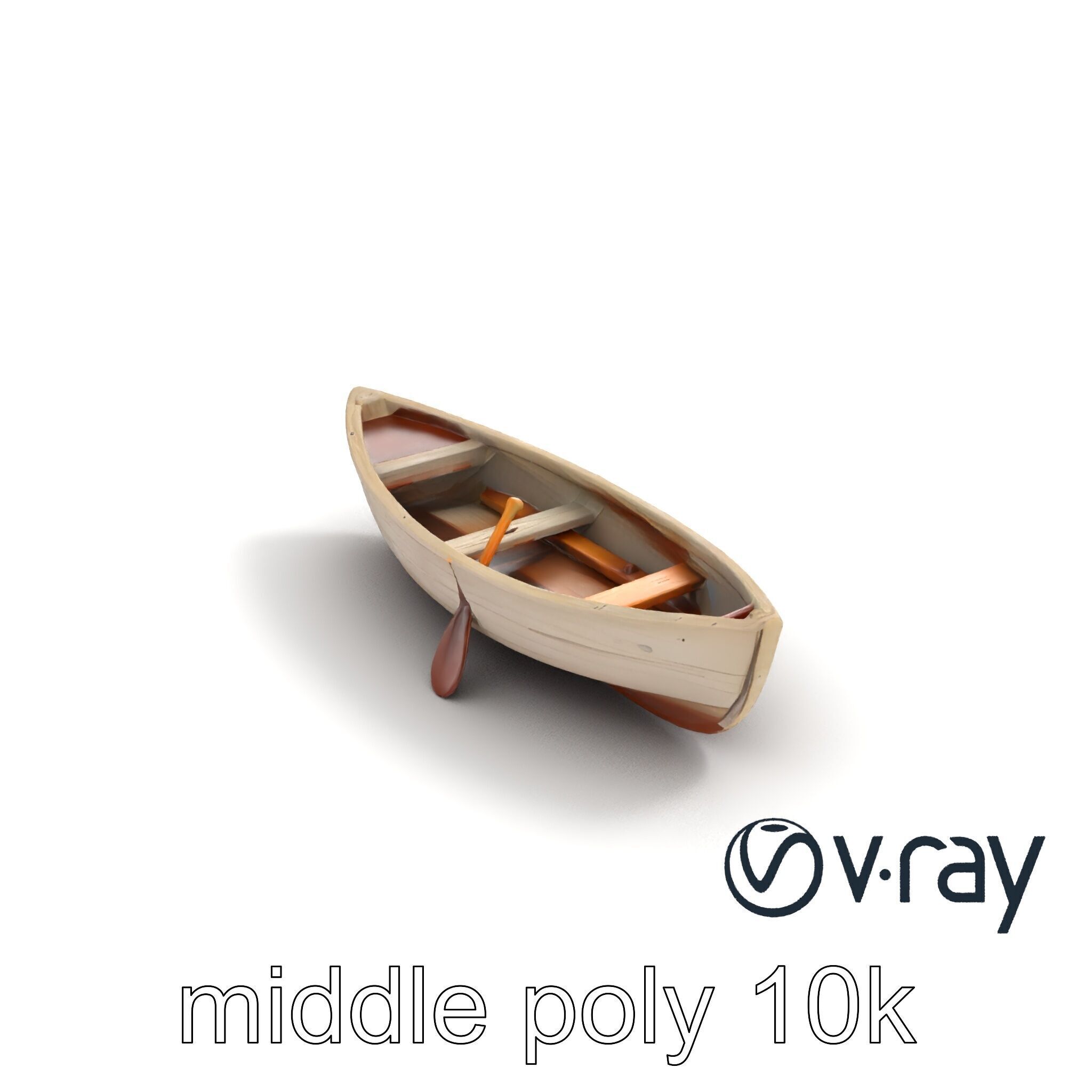 Weathered Old Rowboat with Oars model pack Low-poly 3D model_8