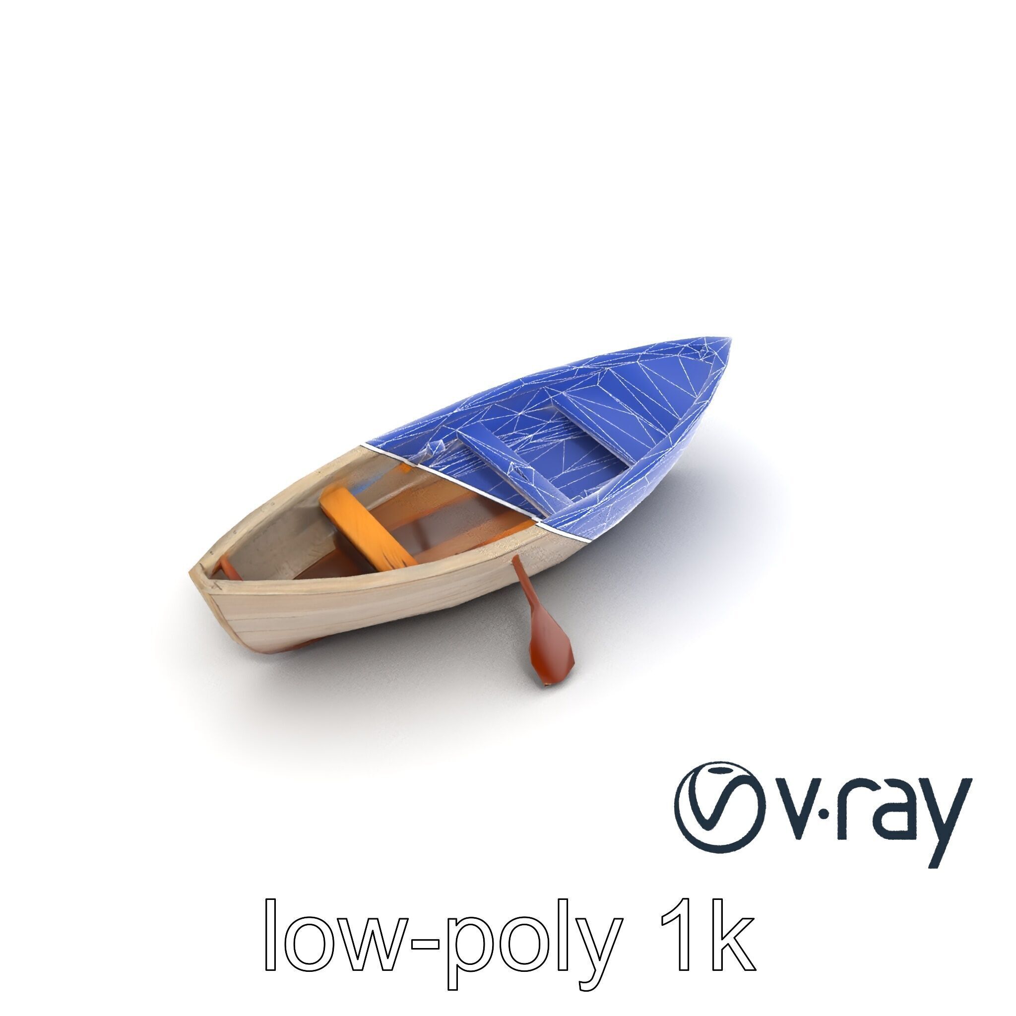 Weathered Old Rowboat with Oars model pack Low-poly 3D model_21