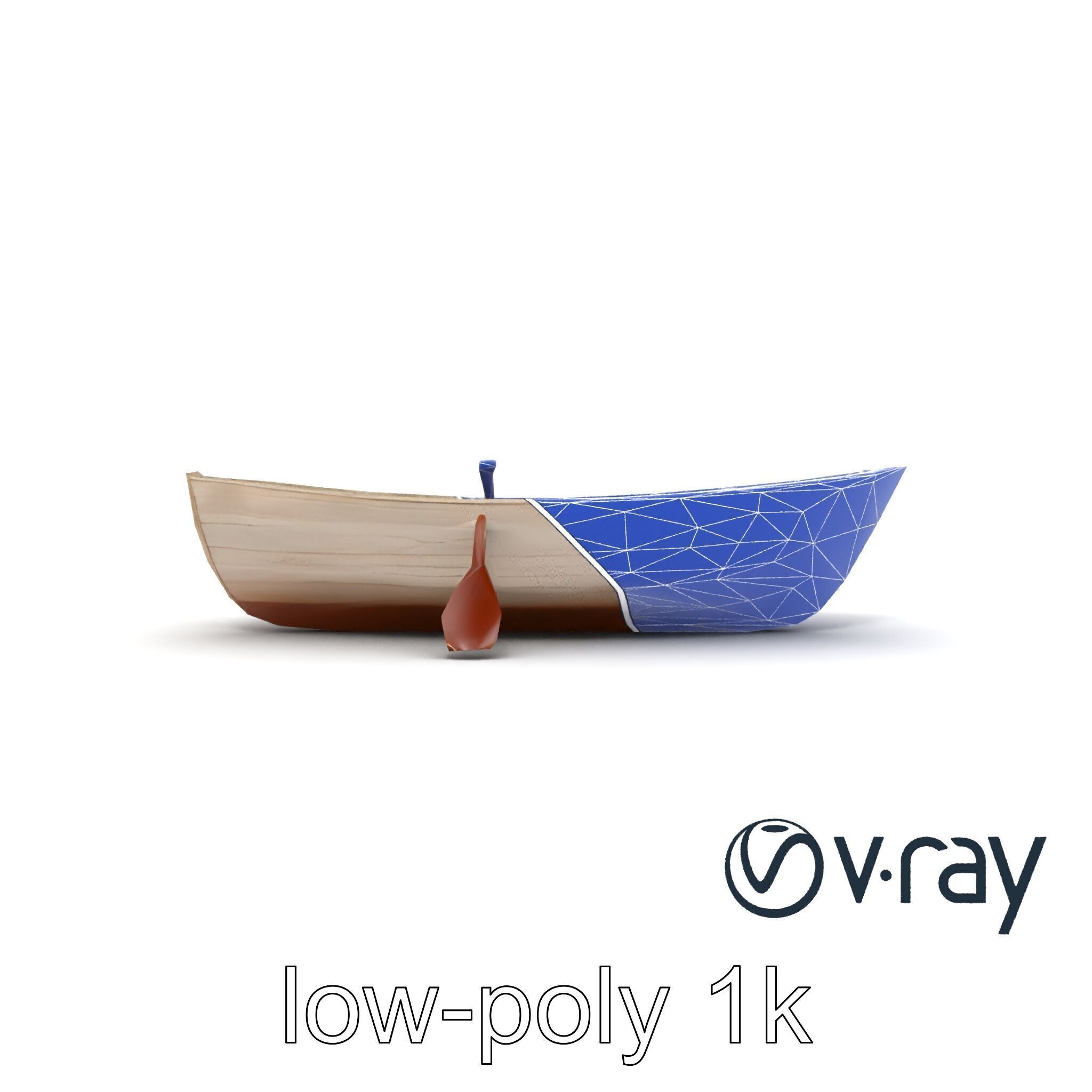 Weathered Old Rowboat with Oars model pack Low-poly 3D model_32