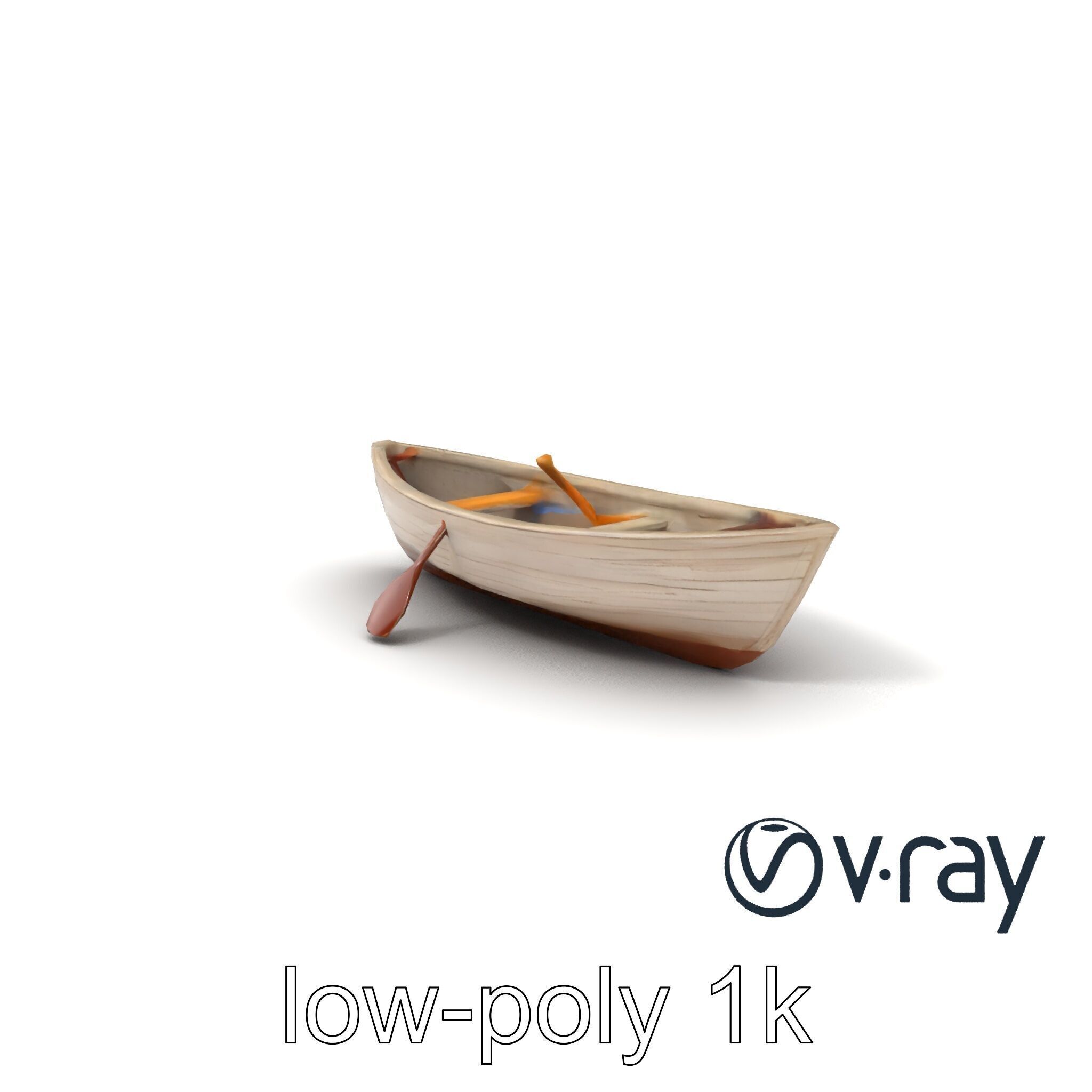 Weathered Old Rowboat with Oars model pack Low-poly 3D model_5