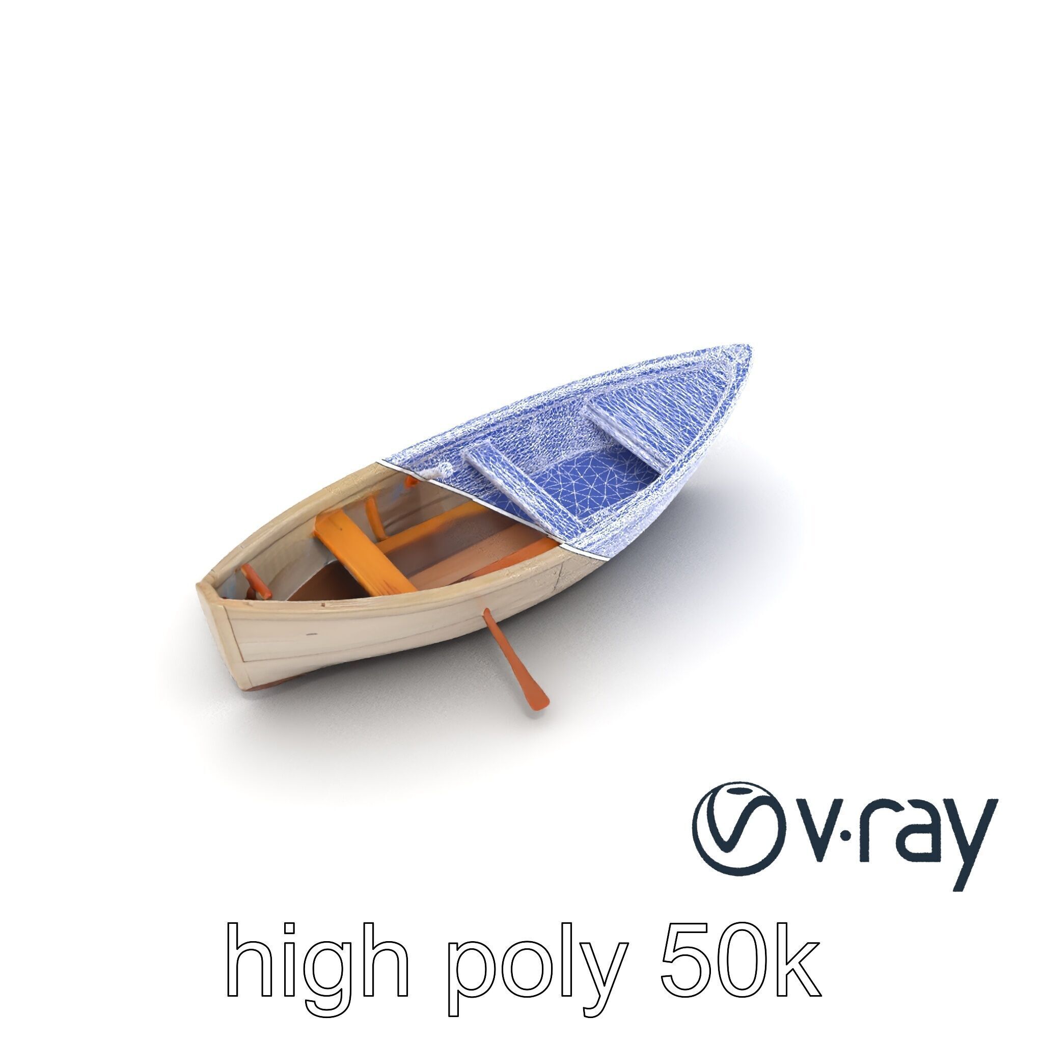 Weathered Old Rowboat with Oars model pack Low-poly 3D model_15