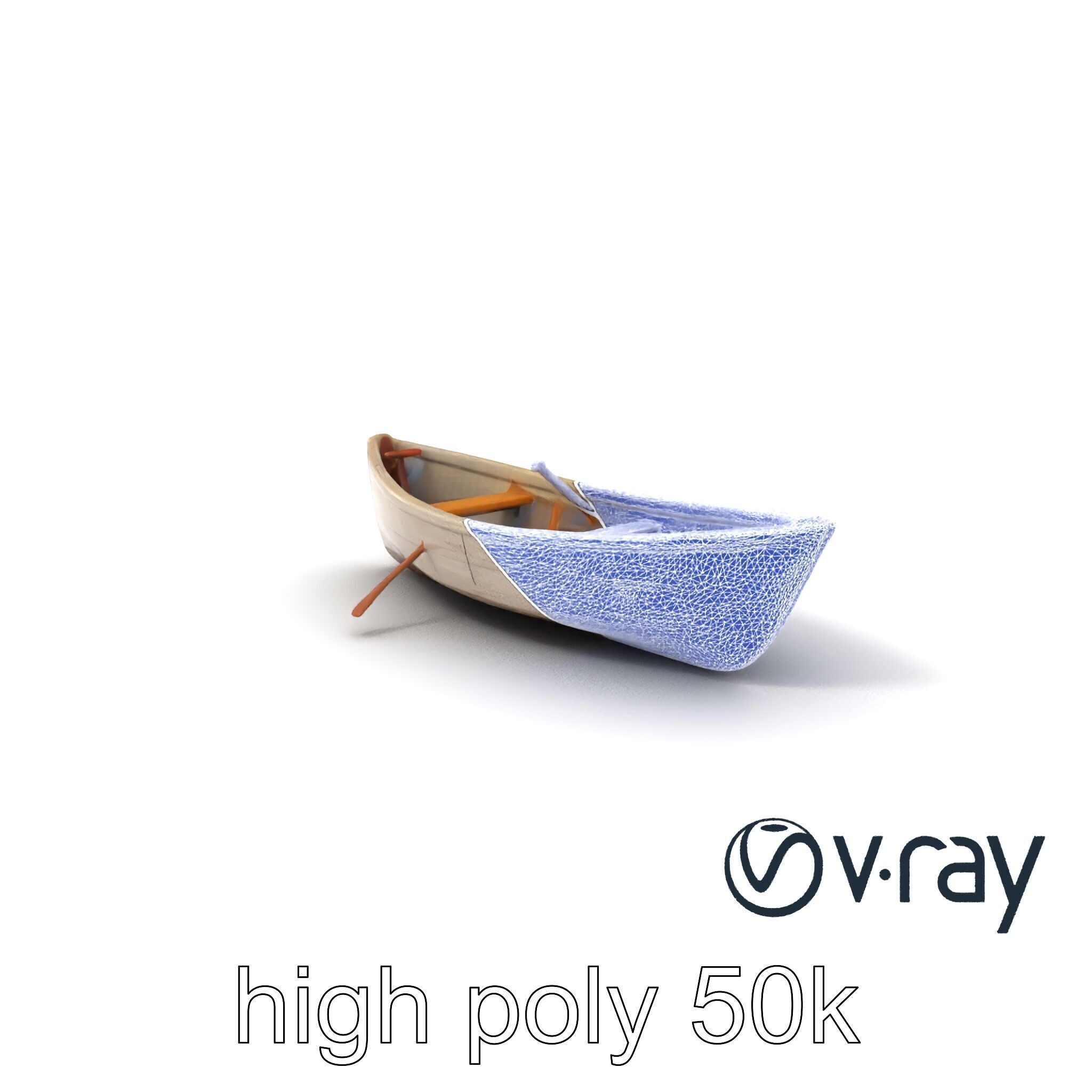 Weathered Old Rowboat with Oars model pack Low-poly 3D model_10