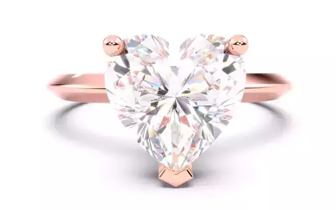 Heart Diamond Solitaire Ring 3D print model