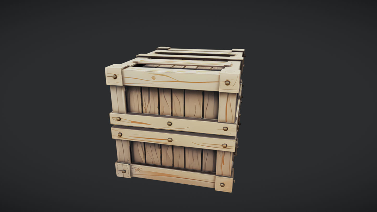 wooden shipping crate 3D model_1