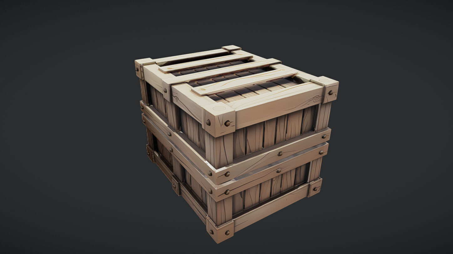 wooden shipping crate 3D model_4