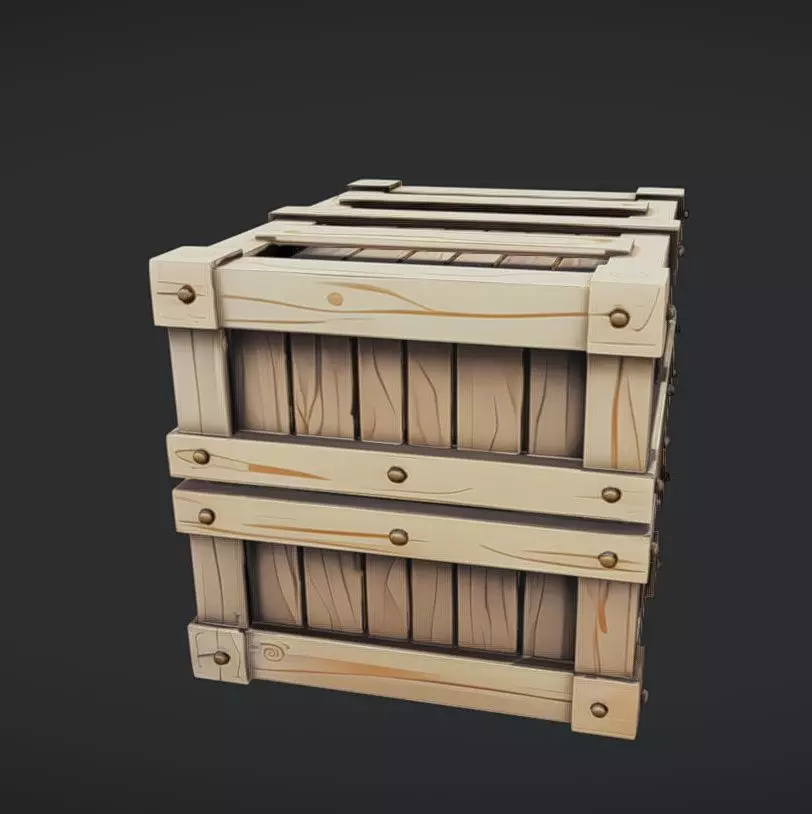 wooden shipping crate 3D model_0