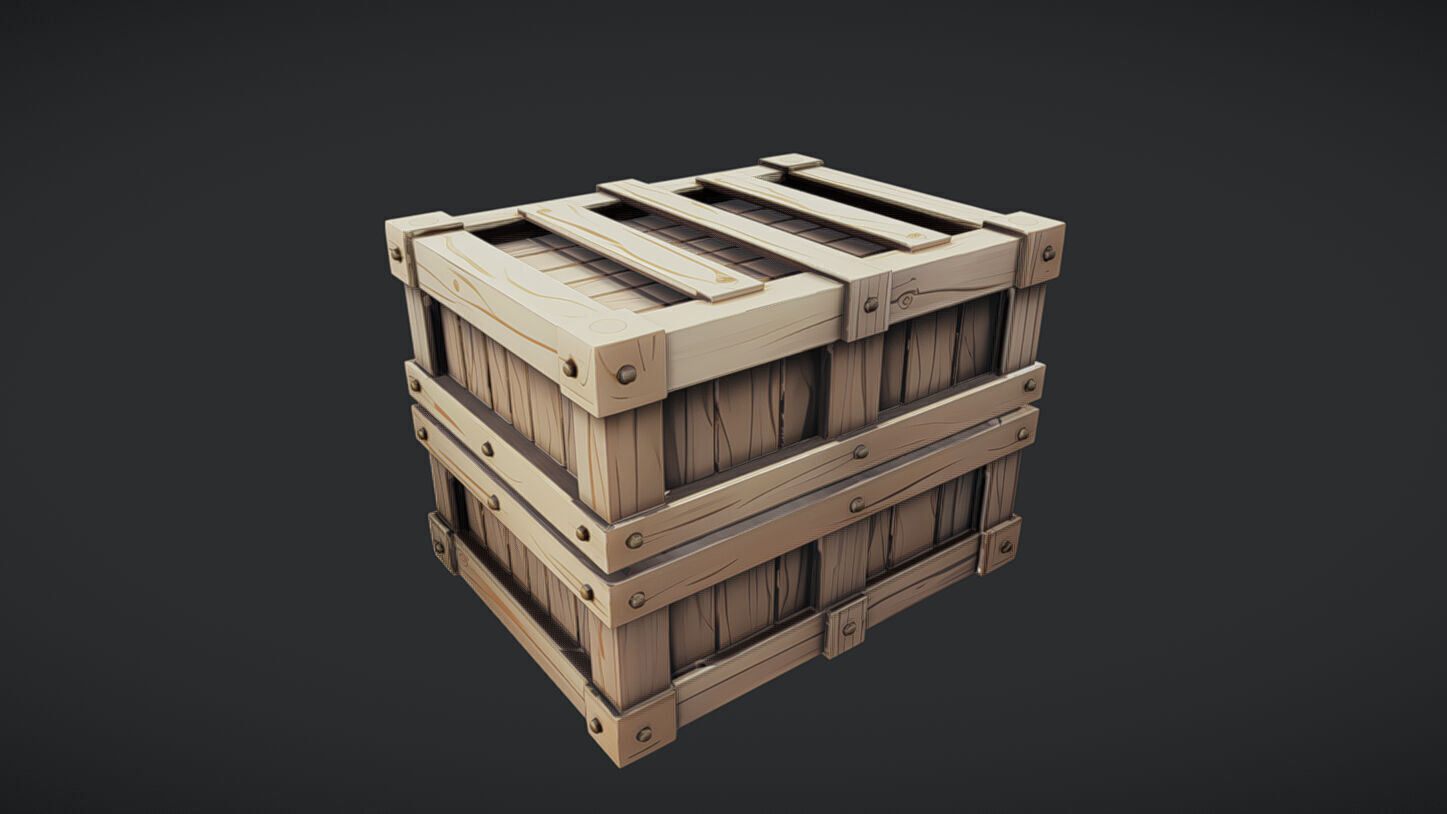 wooden shipping crate 3D model_2