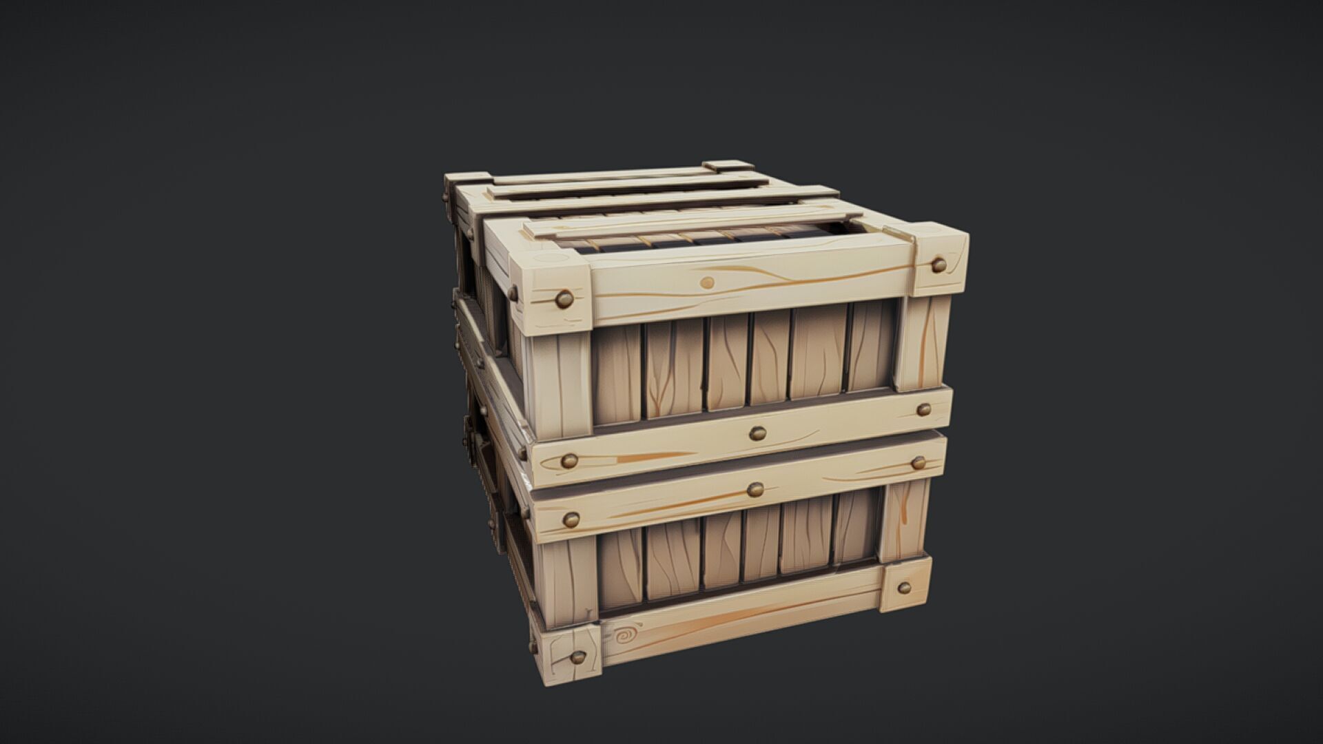 wooden shipping crate 3D model_5