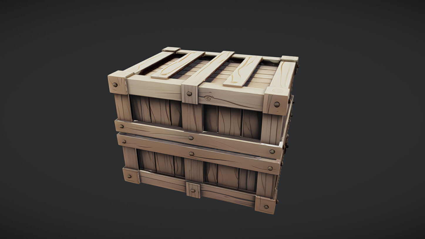 wooden shipping crate 3D model_3