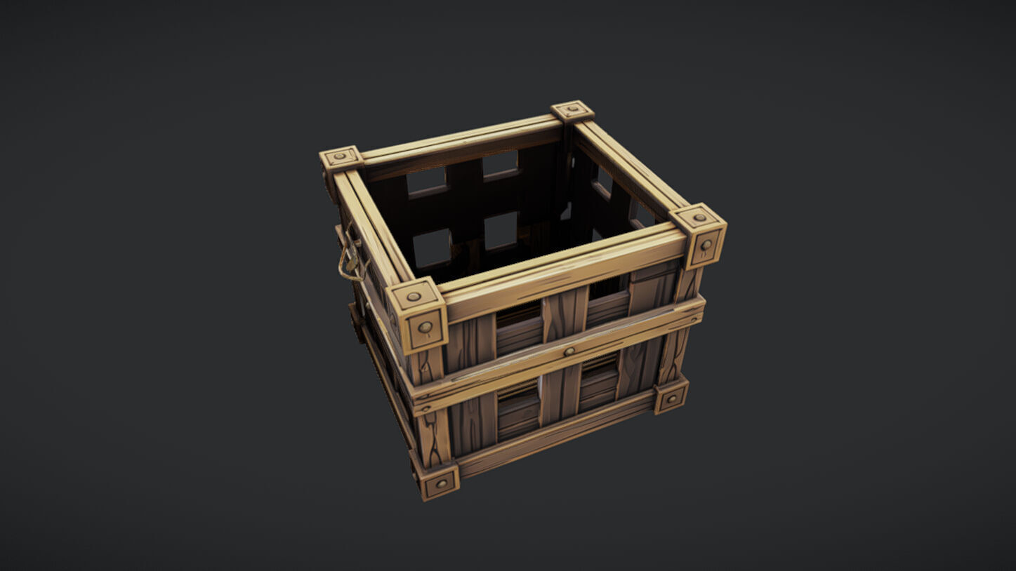 wooden crate 2 3D model_4