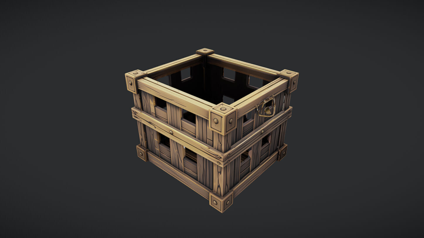 wooden crate 2 3D model_2