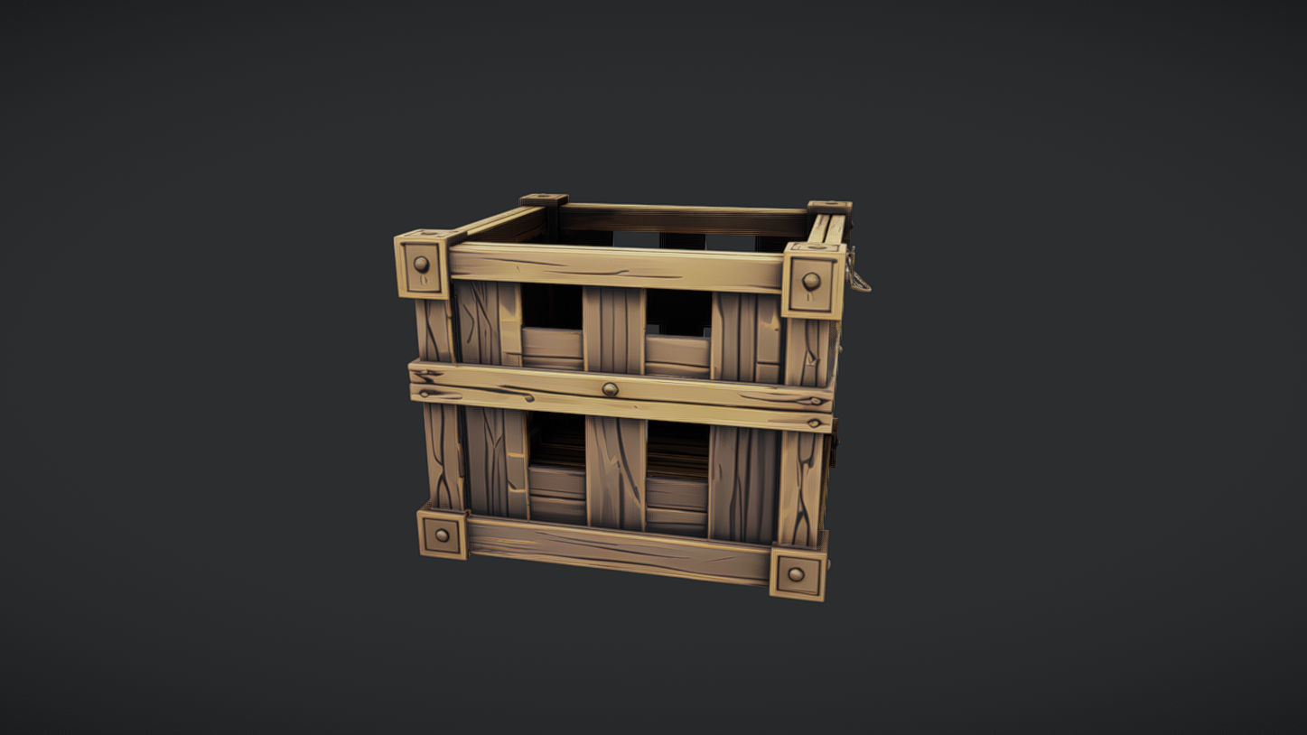 wooden crate 2 3D model_1