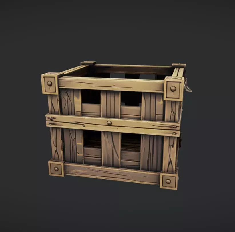 wooden crate 2 3D model_0