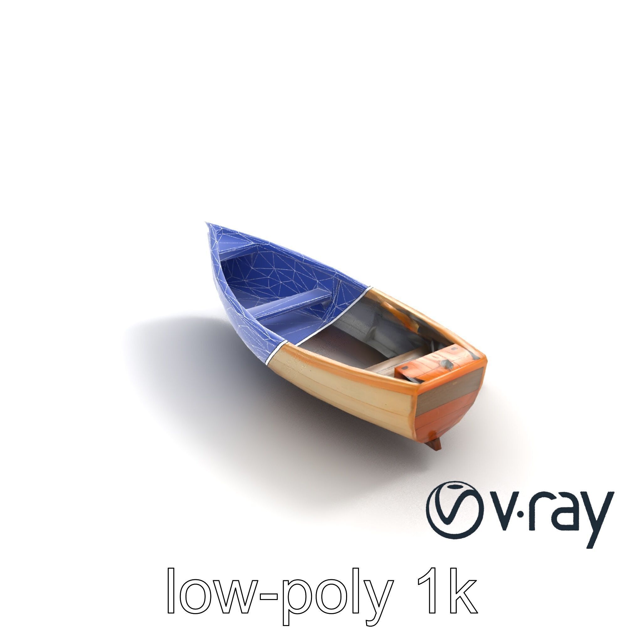 Wooden Rowboat with Oars model pack Low-poly 3D model_11