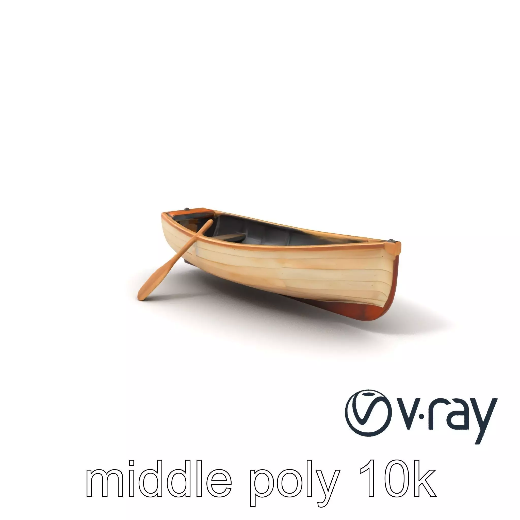 Wooden Rowboat with Oars model pack Low-poly 3D model_0