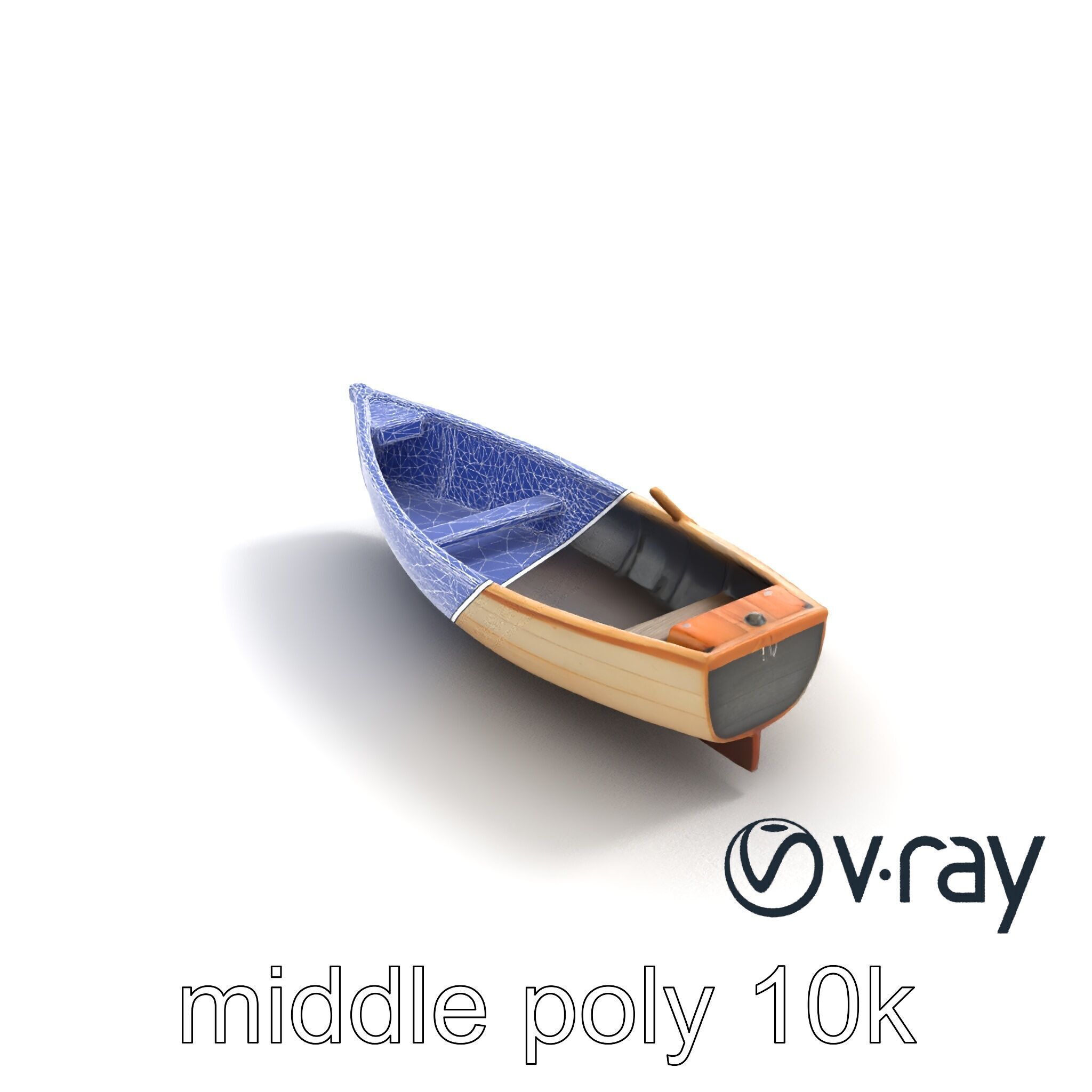 Wooden Rowboat with Oars model pack Low-poly 3D model_10