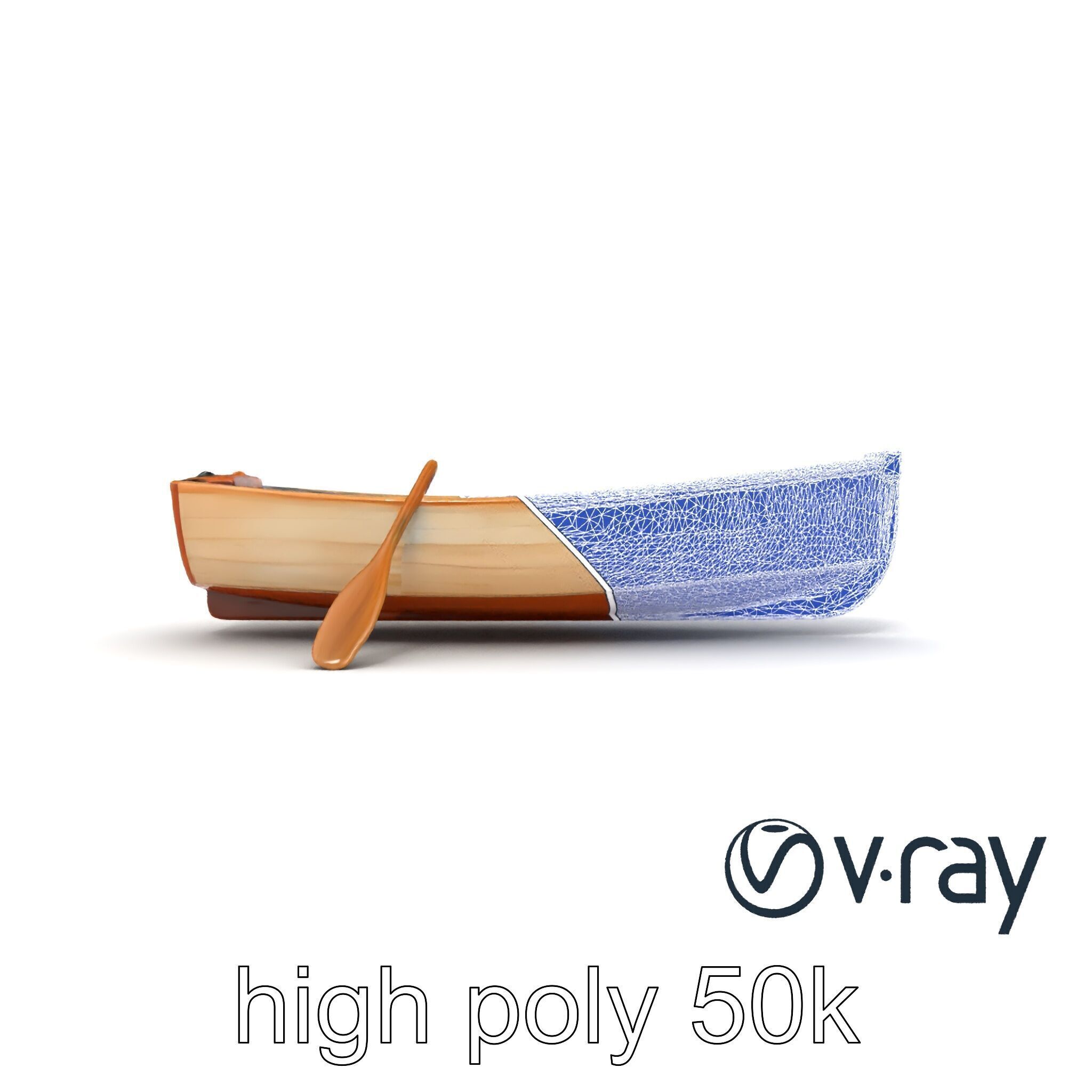 Wooden Rowboat with Oars model pack Low-poly 3D model_15