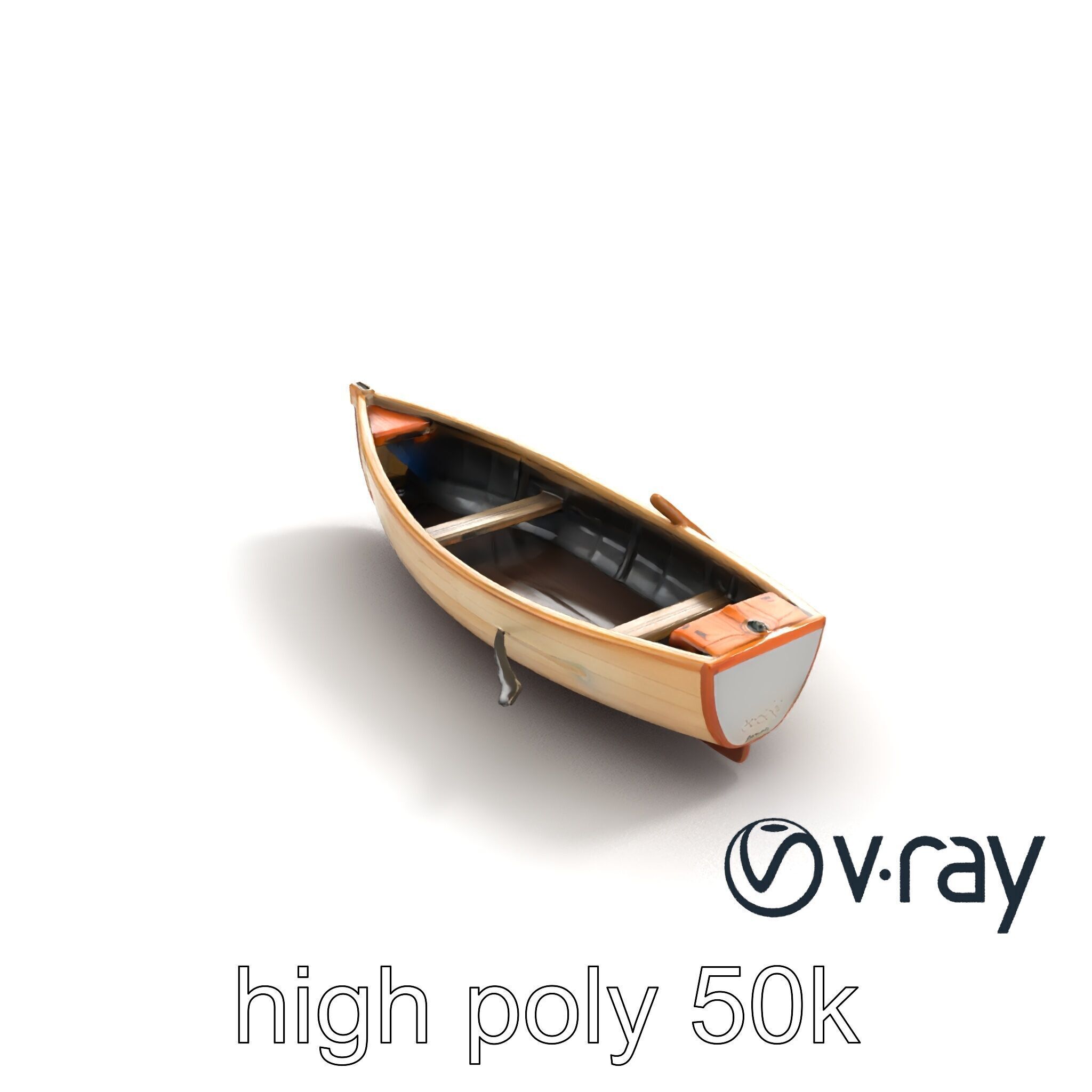Wooden Rowboat with Oars model pack Low-poly 3D model_9