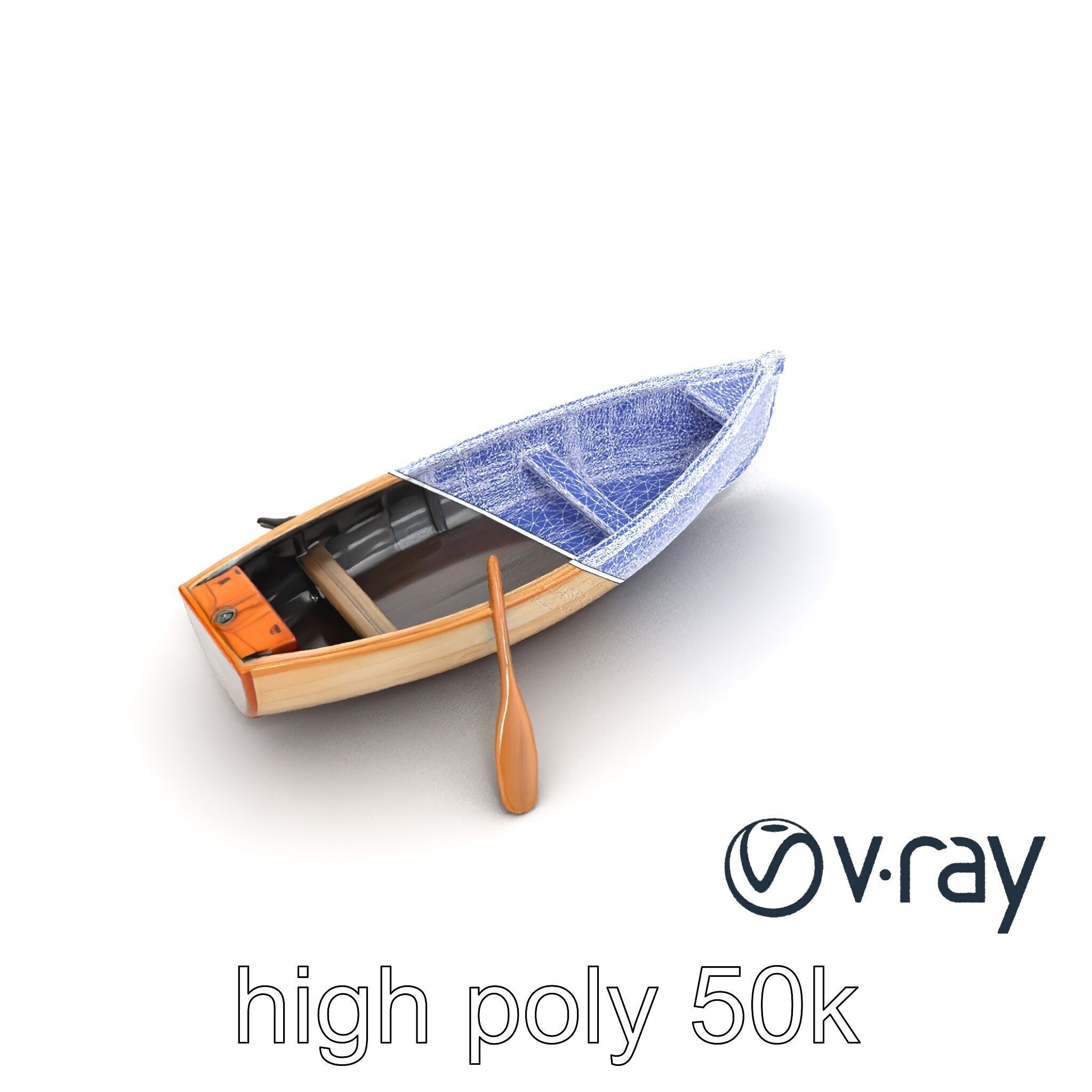 Wooden Rowboat with Oars model pack Low-poly 3D model_21
