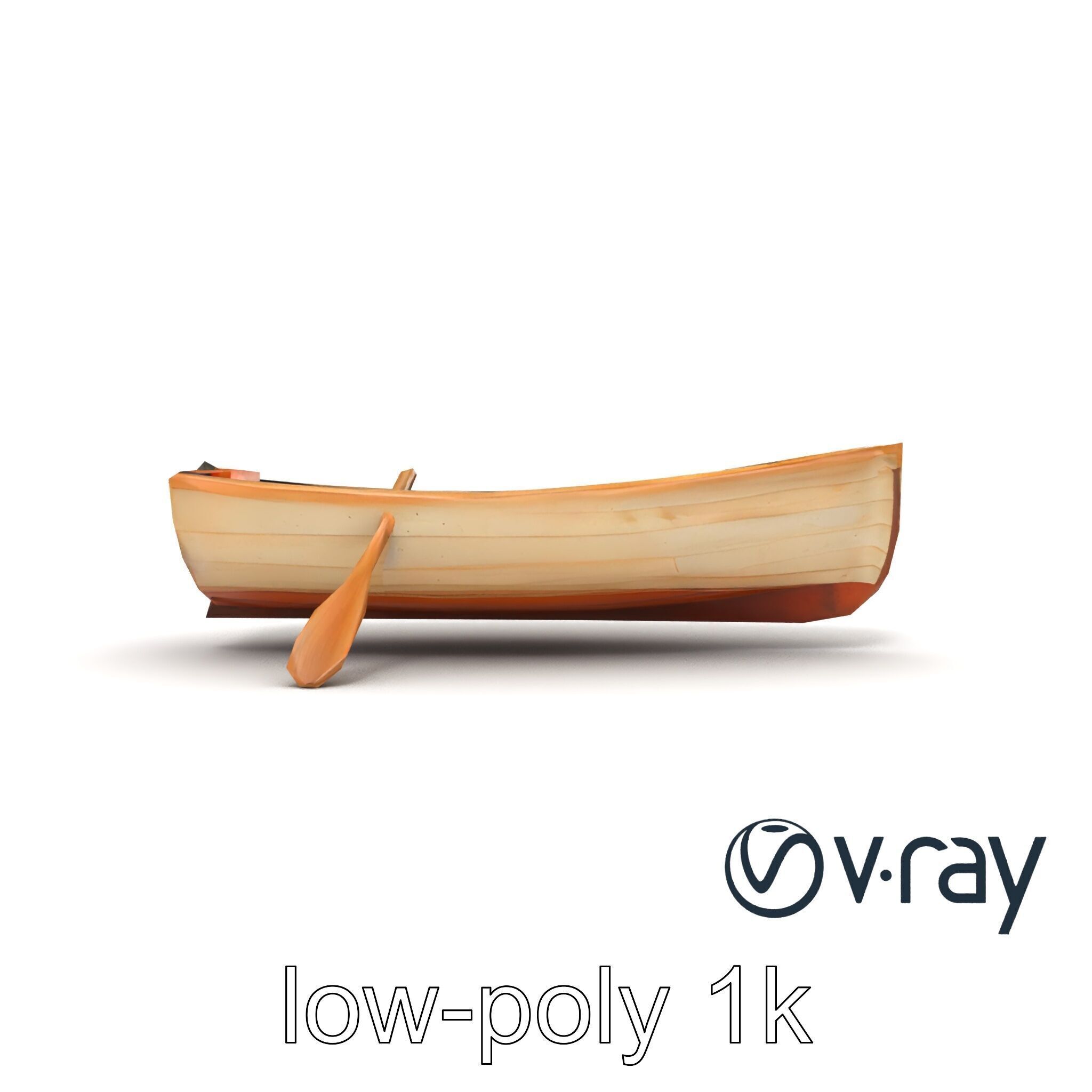 Wooden Rowboat with Oars model pack Low-poly 3D model_26